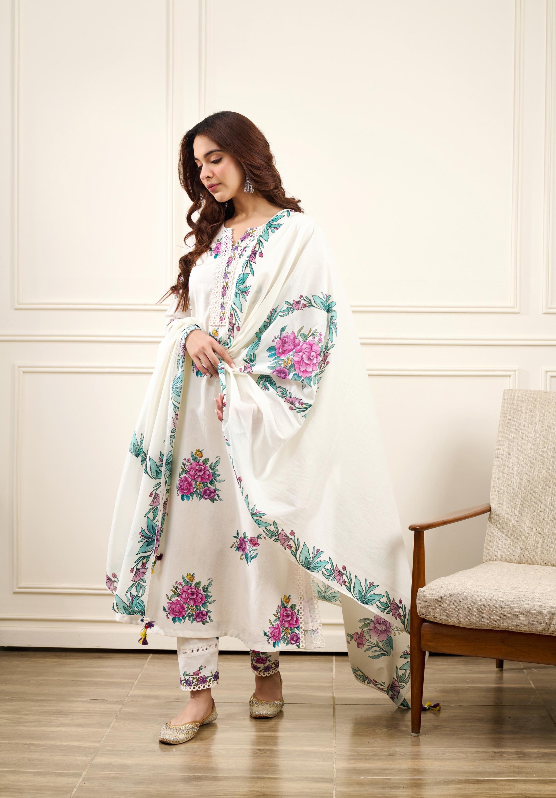 Gul-Boota Straight KURTA WITH SALWAR AND DUPATTA- SET OF 3