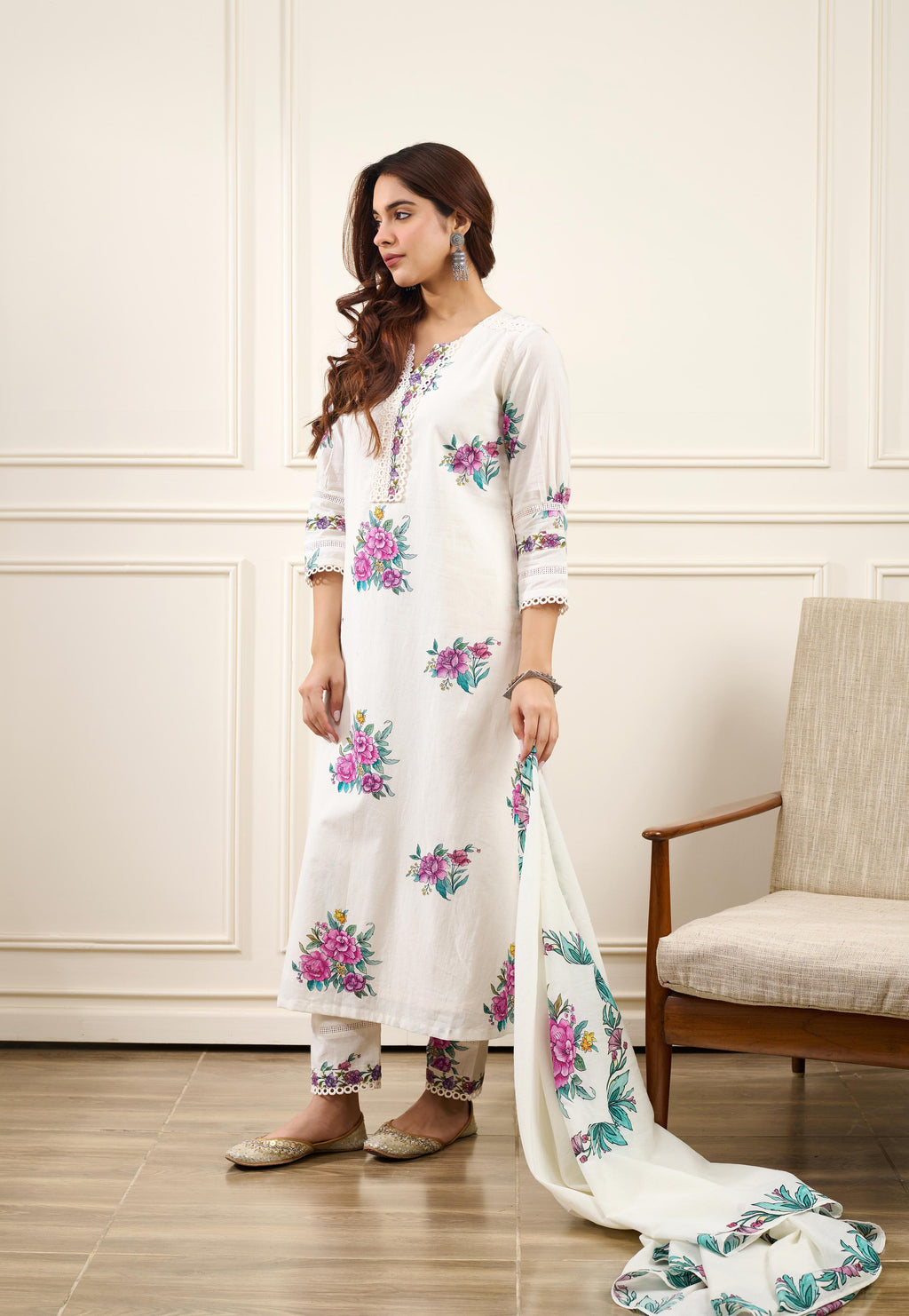 Gul-Boota Straight KURTA WITH SALWAR AND DUPATTA- SET OF 3