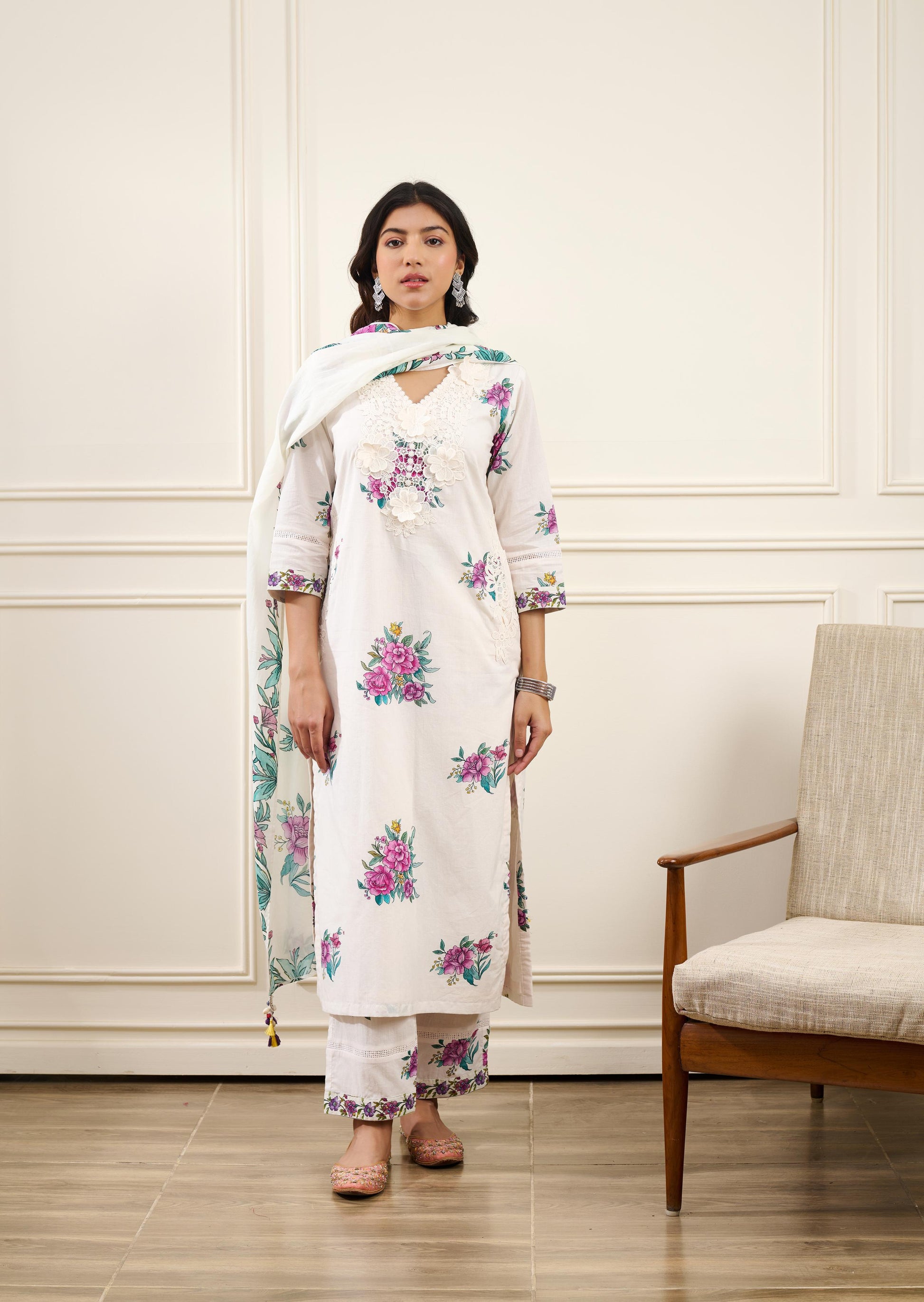 Gul-Boota KURTA WITH PALAZO AND DUPATTA- SET OF 3