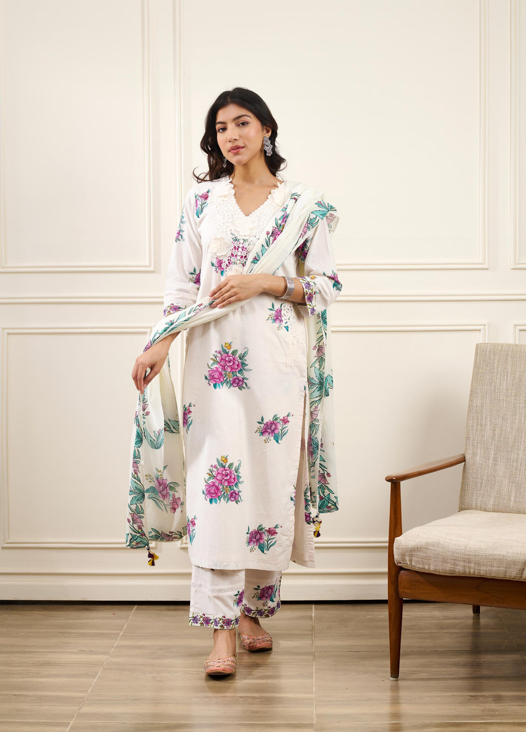 Gul-Boota KURTA WITH PALAZO AND DUPATTA- SET OF 3