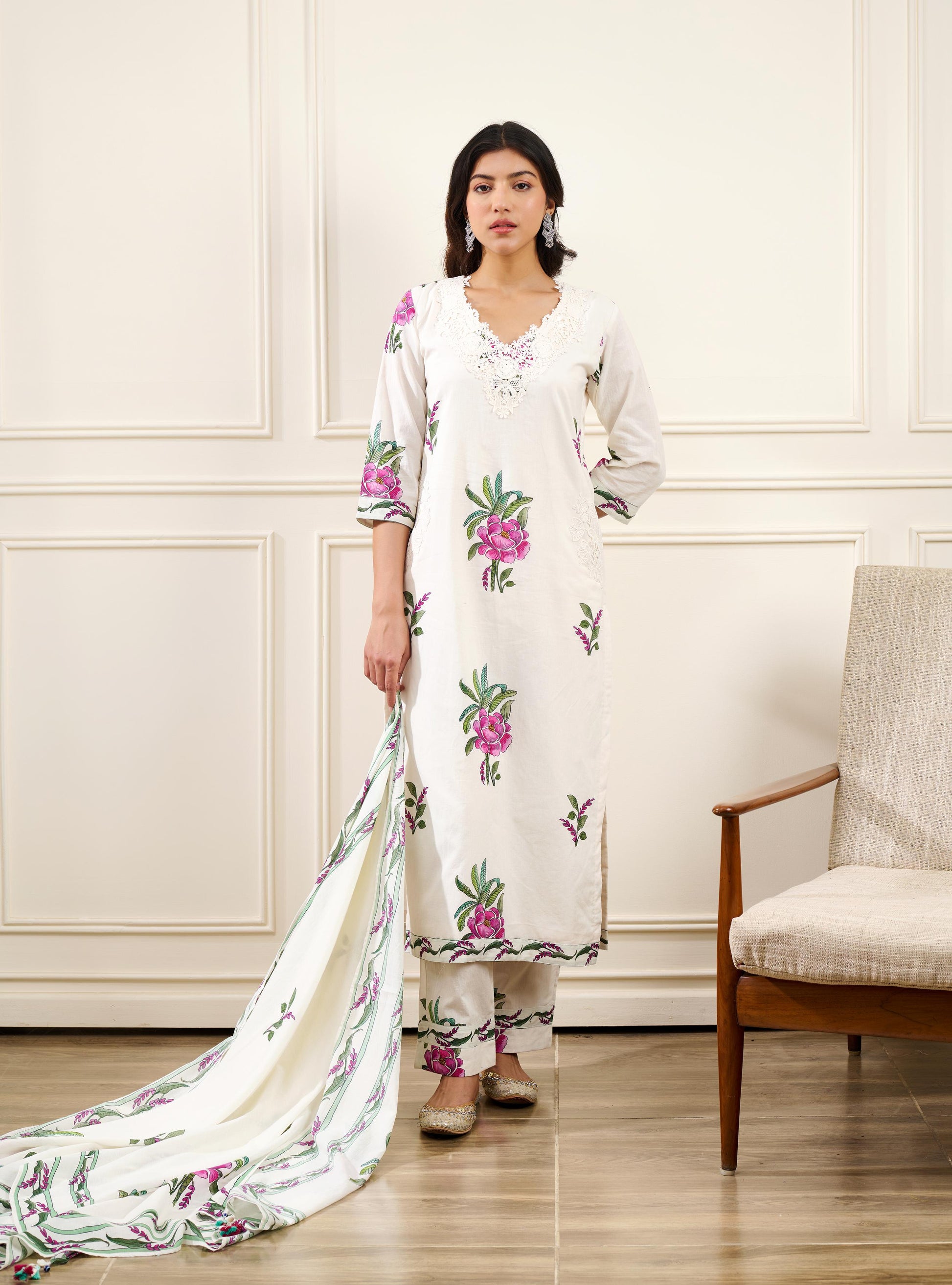 GulNaar KURTA WITH PALAZO AND DUPATTA- SET OF 3