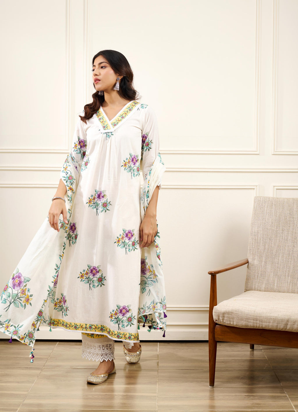 Gul-Mohar KURTA WITH PALAZO AND DUPATTA- SET OF 3
