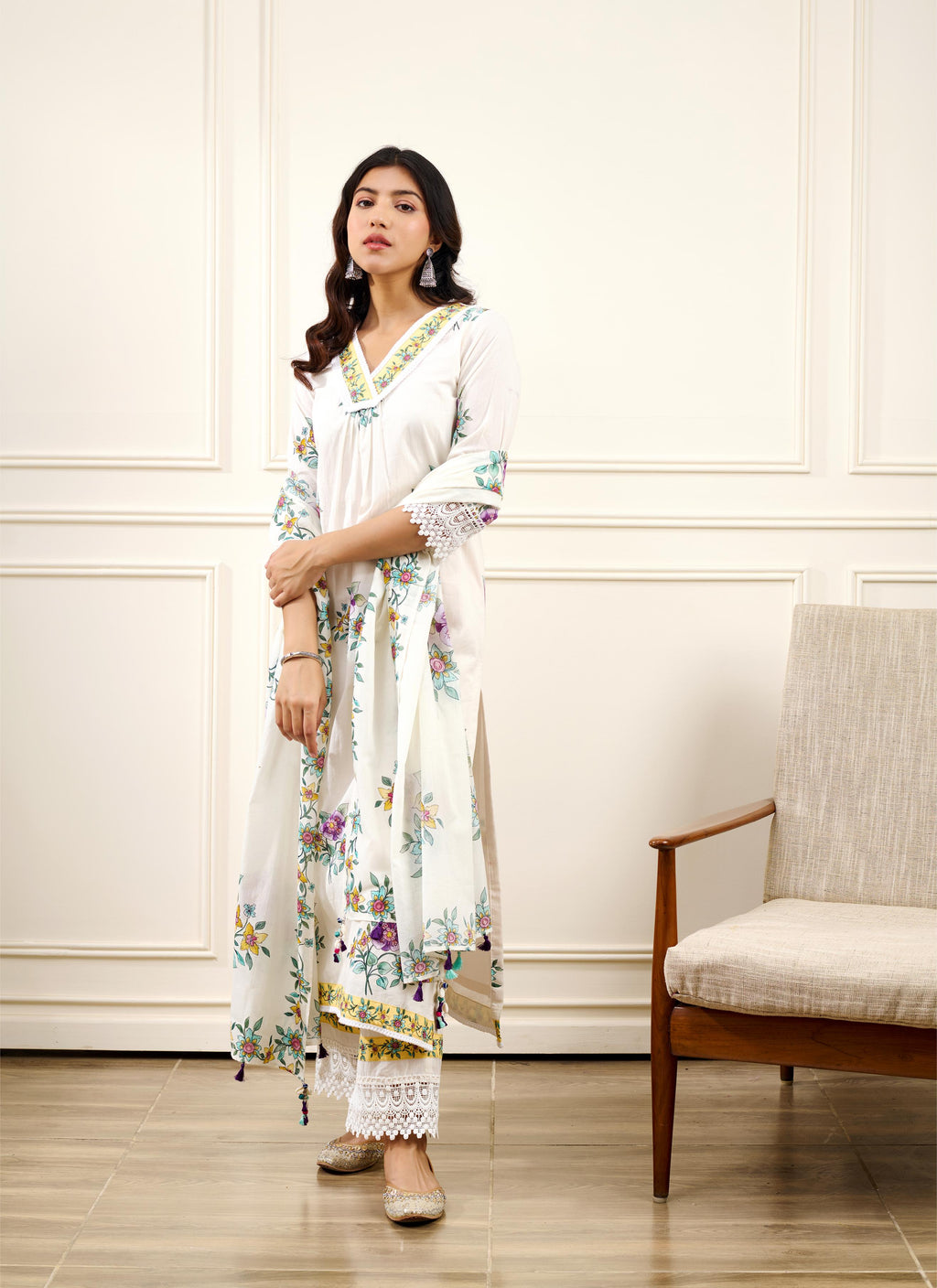 Gul-Mohar KURTA WITH PALAZO AND DUPATTA- SET OF 3