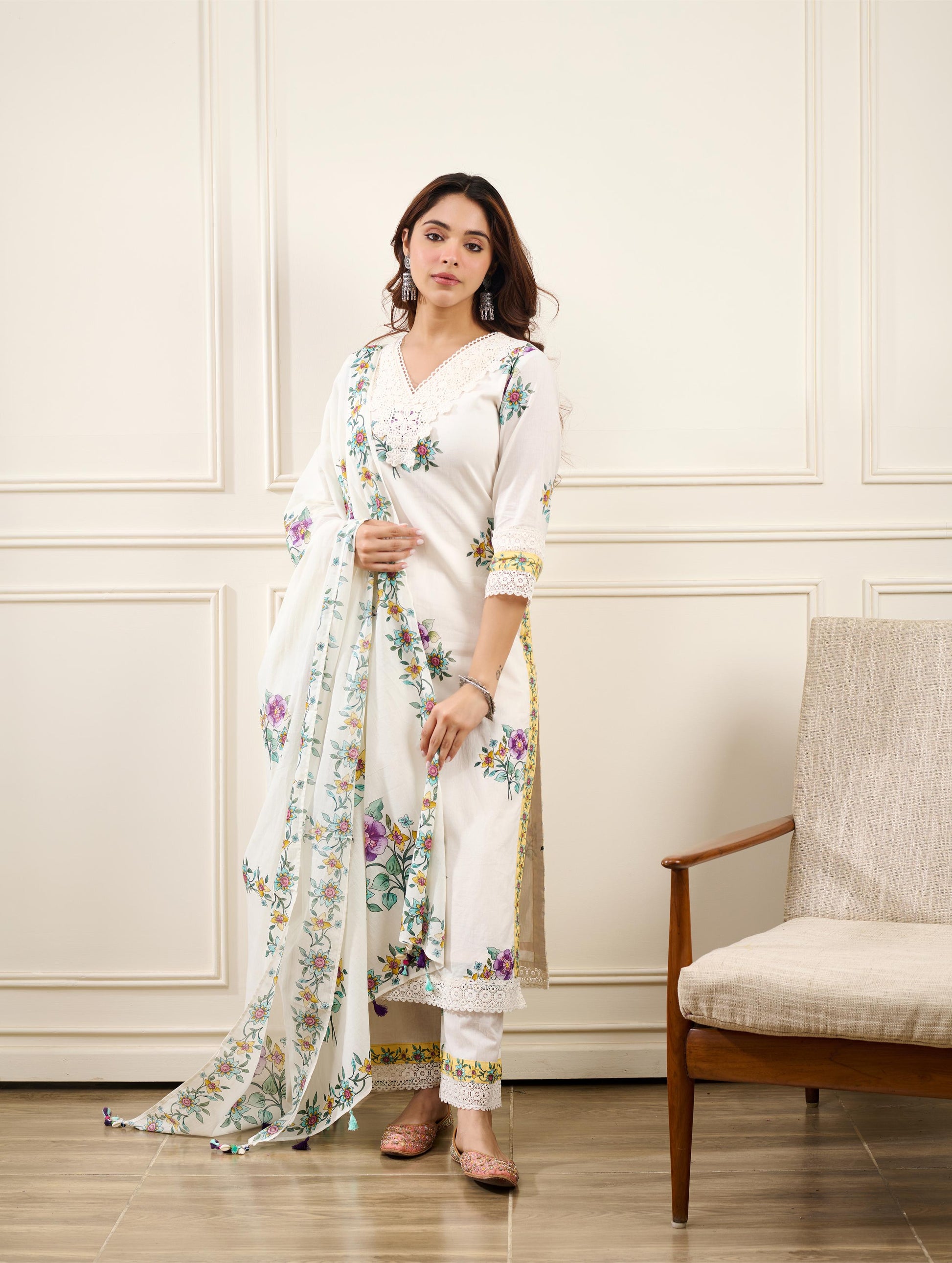 GulNaar KURTA WITH PALAZO AND DUPATTA- SET OF 3