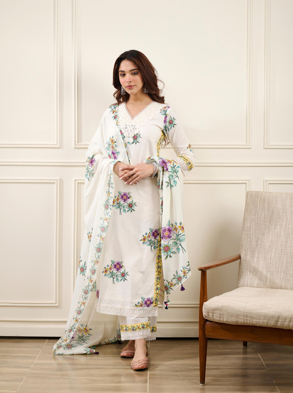 Gul-Mohar KURTA WITH PALAZO AND DUPATTA- SET OF 3