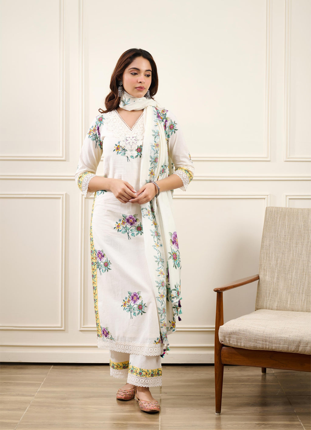 Gul-Mohar KURTA WITH PALAZO AND DUPATTA- SET OF 3