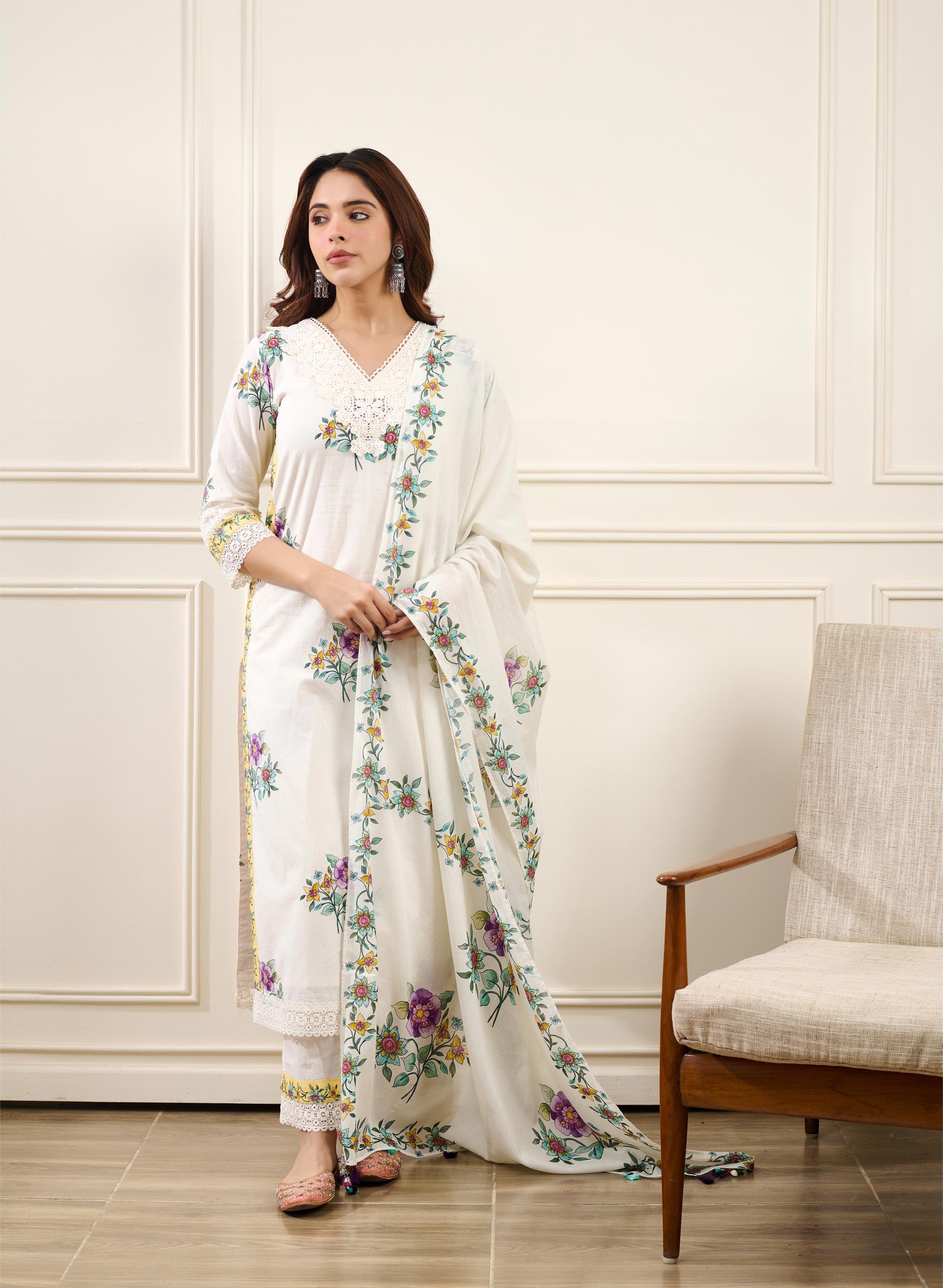 Gul-Mohar KURTA WITH PALAZO AND DUPATTA- SET OF 3