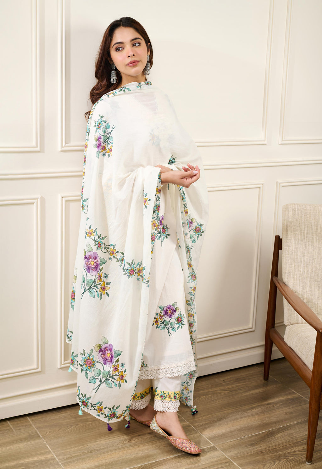Gul-Mohar KURTA WITH PALAZO AND DUPATTA- SET OF 3