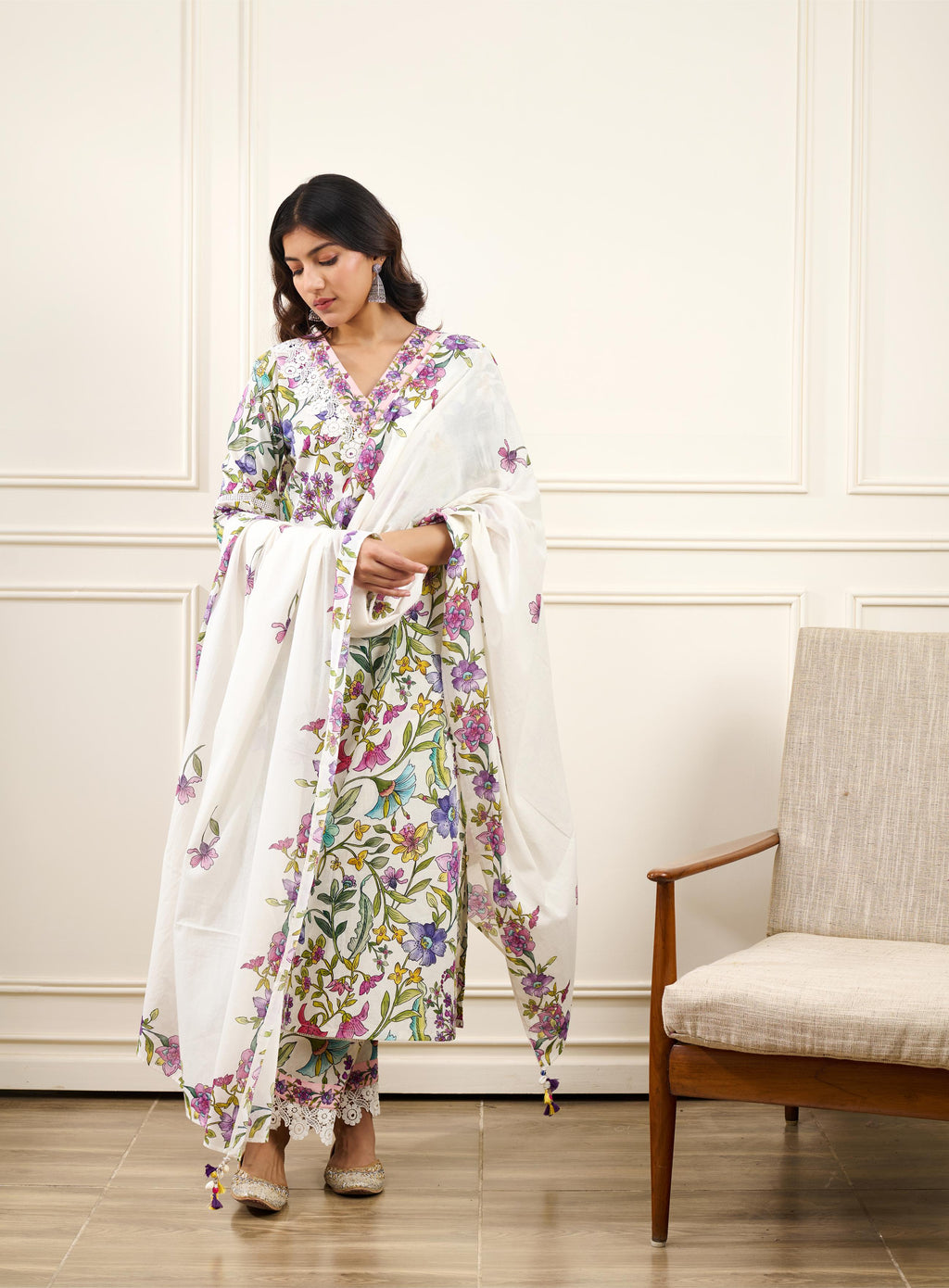 Gul-Bahaar Straight KURTA WITH PALAZZO AND DUPATTA- SET OF 3
