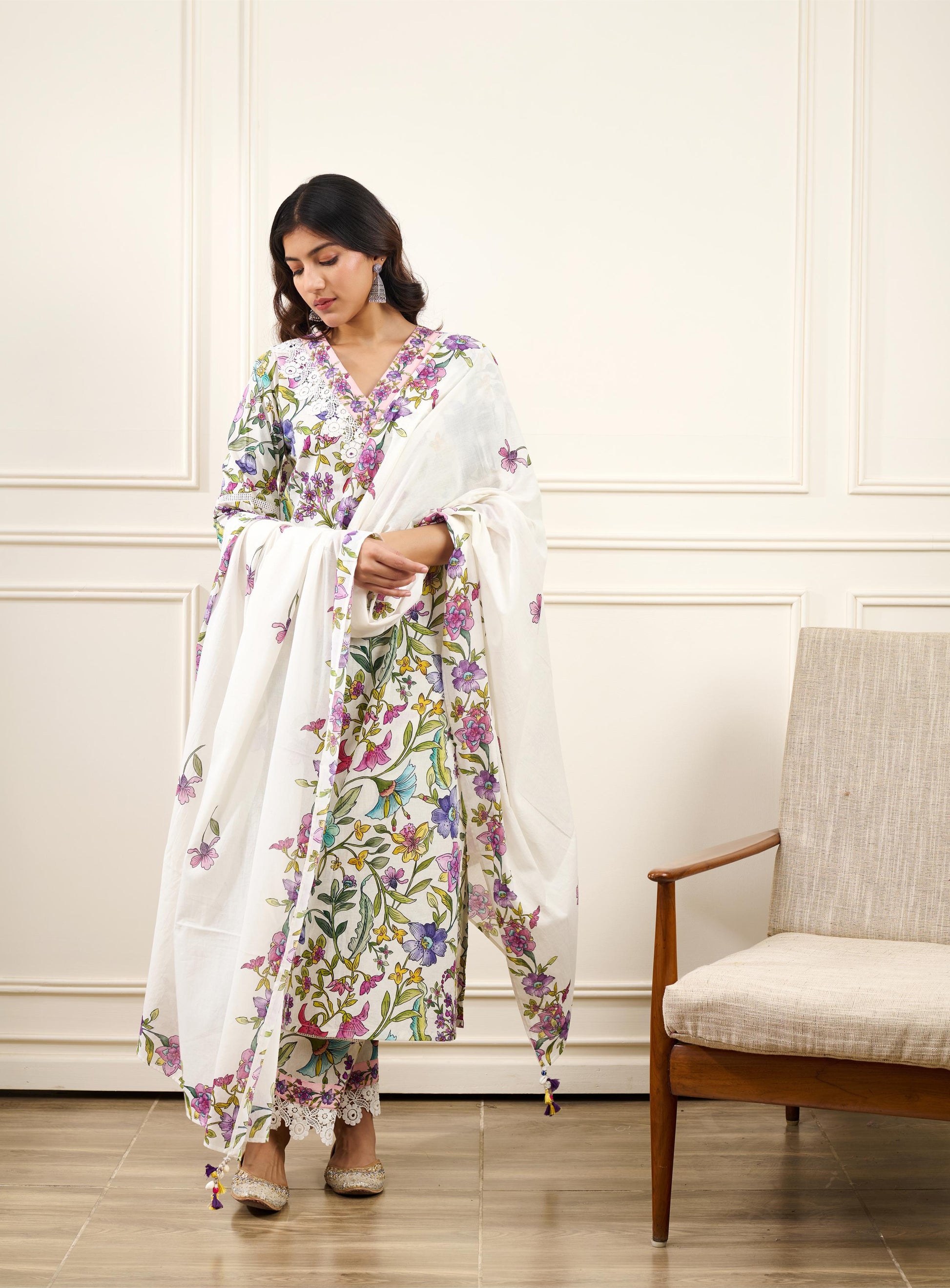 Gul-Bahaar Straight KURTA WITH PALAZZO AND DUPATTA- SET OF 3