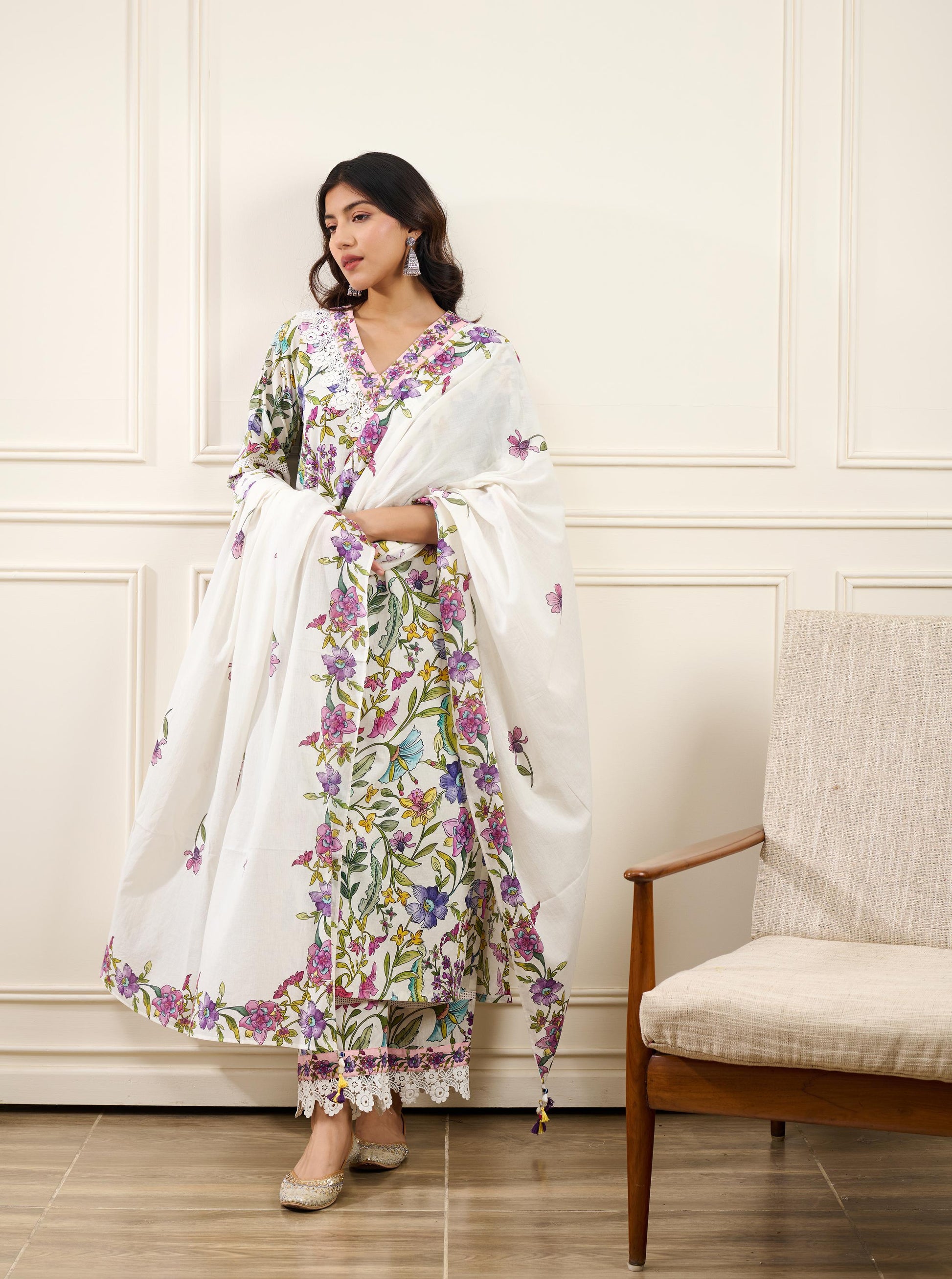 Gul-Bahaar Straight KURTA WITH PALAZZO AND DUPATTA- SET OF 3