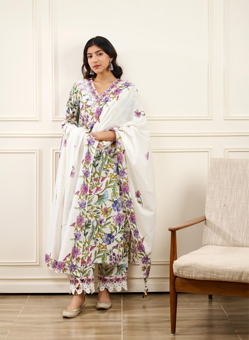 Gul-Bahaar Straight KURTA WITH PALAZZO AND DUPATTA- SET OF 3