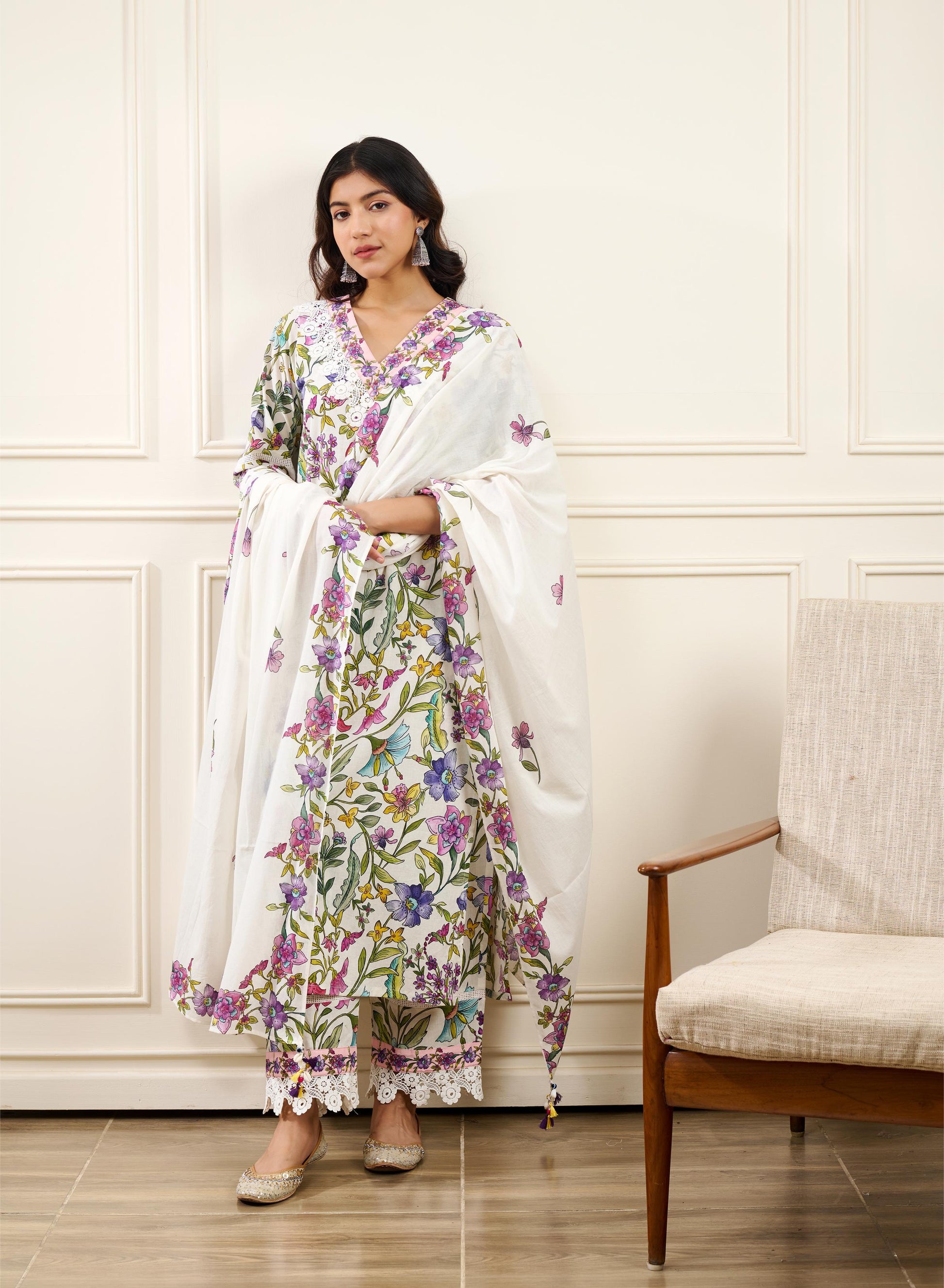Gul-Bahaar Straight KURTA WITH PALAZZO AND DUPATTA- SET OF 3