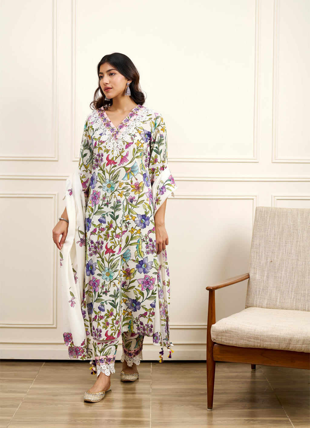 Gul-Bahaar Straight KURTA WITH PALAZZO AND DUPATTA- SET OF 3