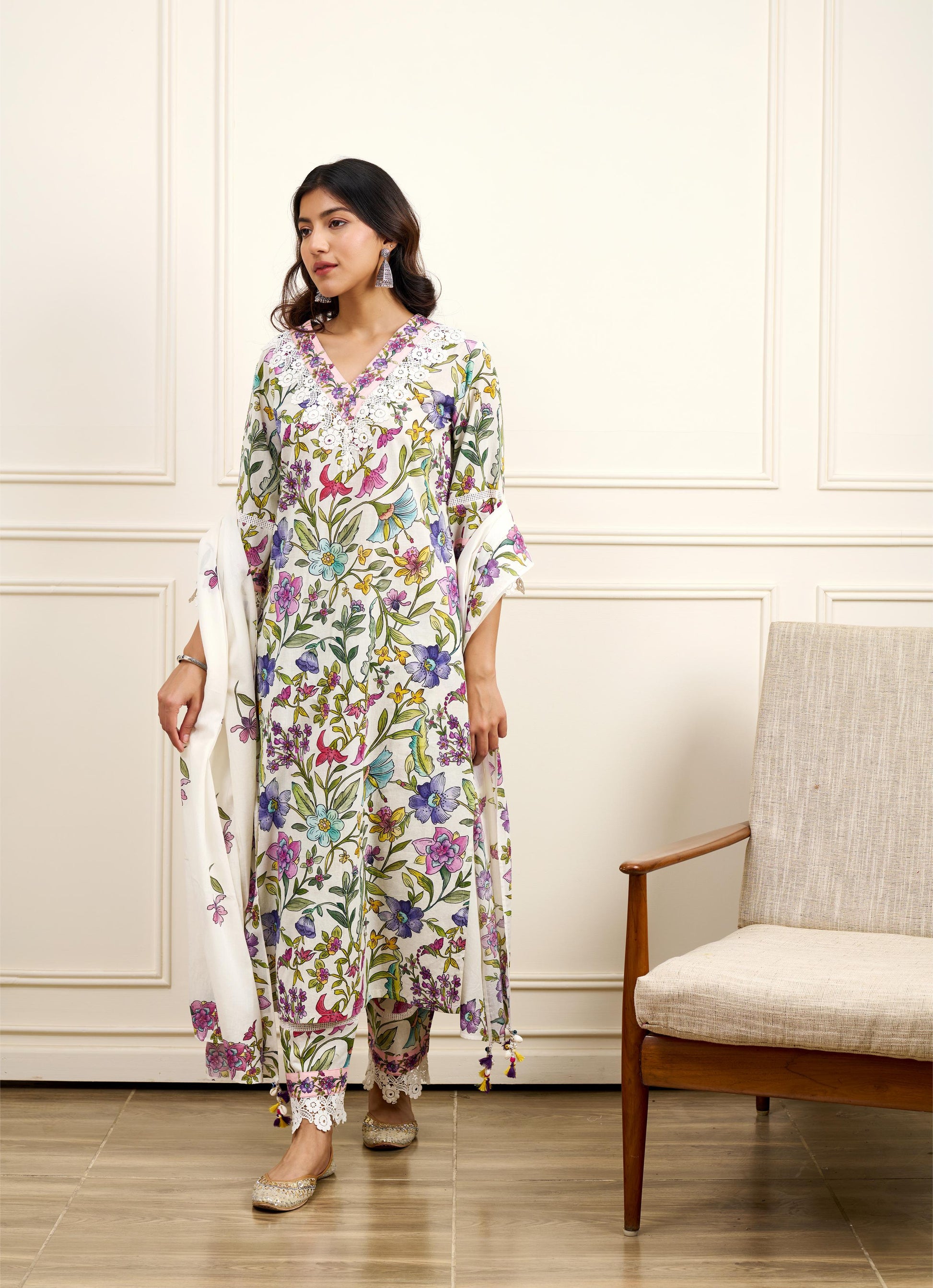 Gul-Bahaar Straight KURTA WITH PALAZZO AND DUPATTA- SET OF 3