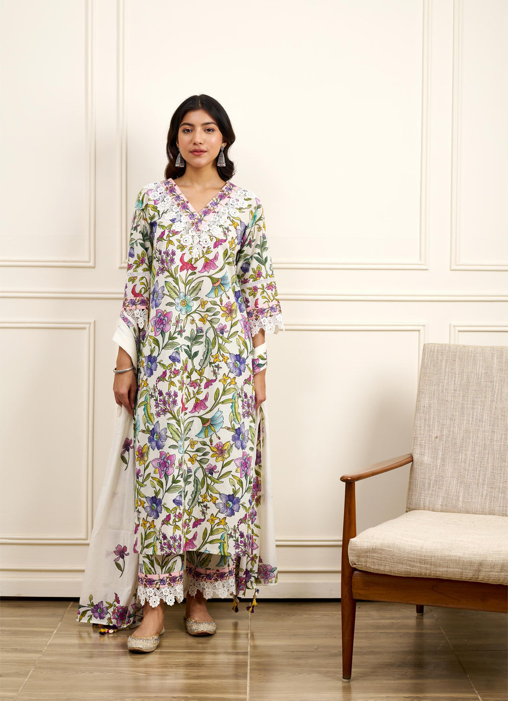 Gul-Bahaar Straight KURTA WITH PALAZZO AND DUPATTA- SET OF 3