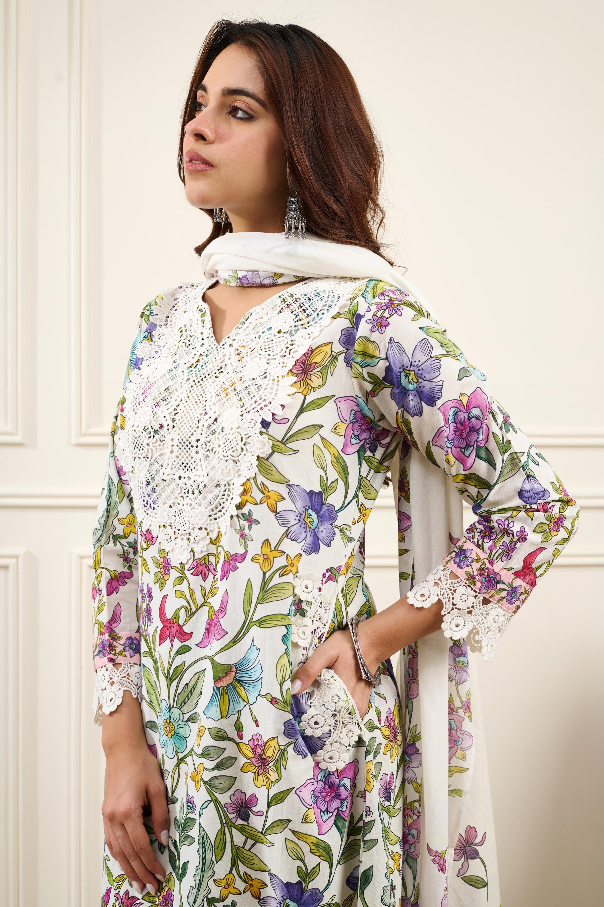 Gul-Bahaar A-Line KURTA WITH PALAZZO AND DUPATTA- SET OF 3