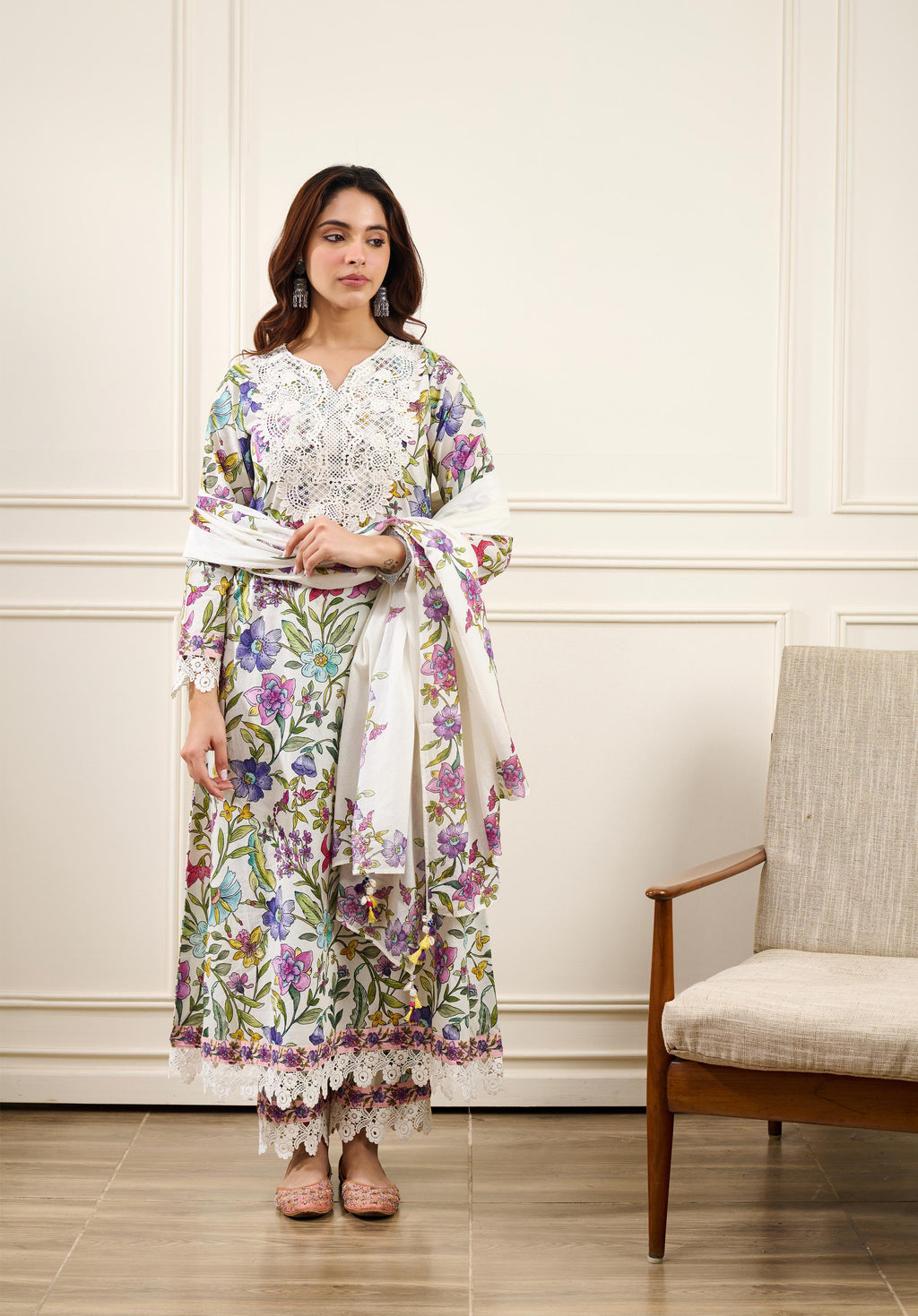 Gul-Bahaar A-Line KURTA WITH PALAZZO AND DUPATTA- SET OF 3
