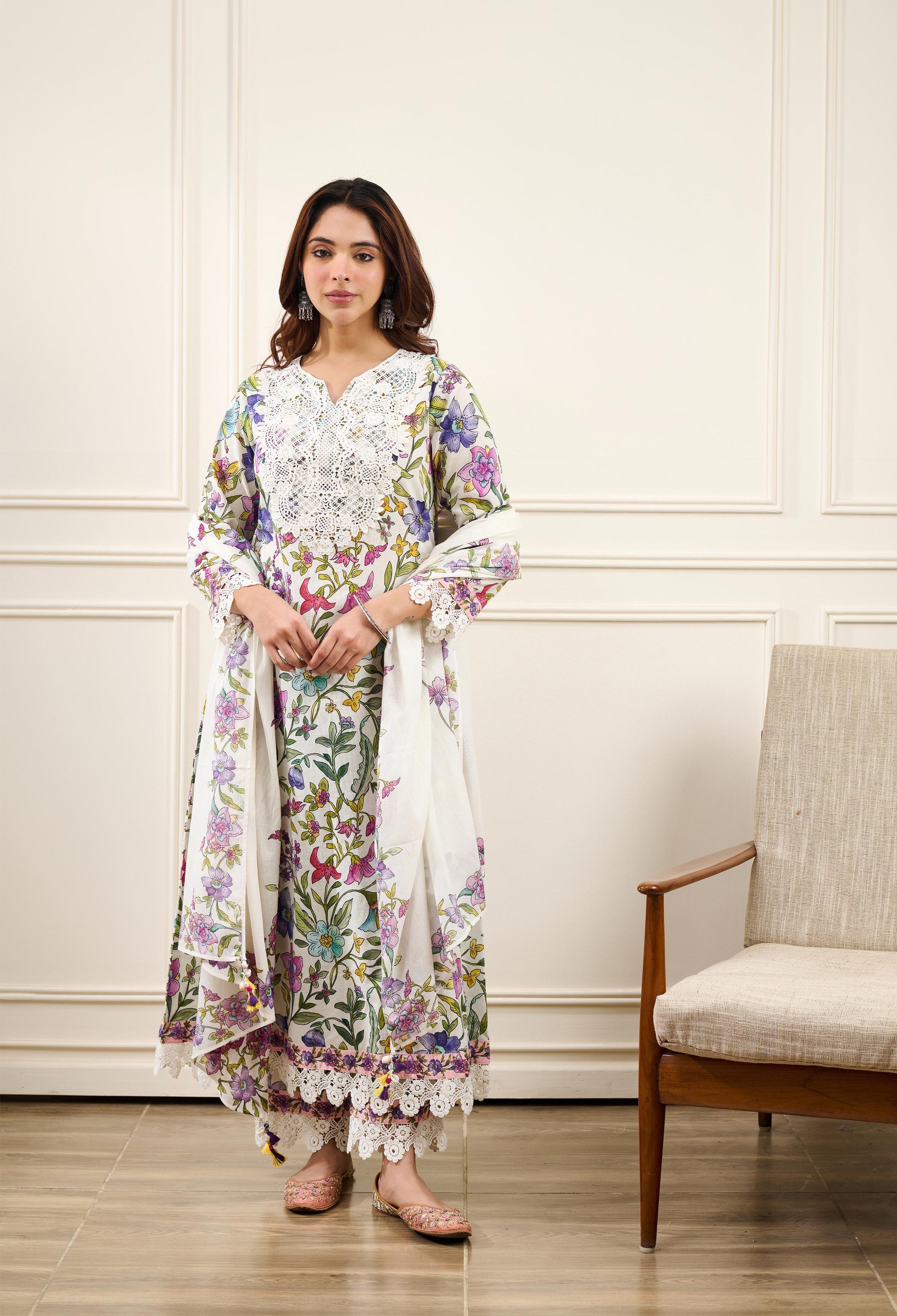 Gul-Bahaar A-Line KURTA WITH PALAZZO AND DUPATTA- SET OF 3