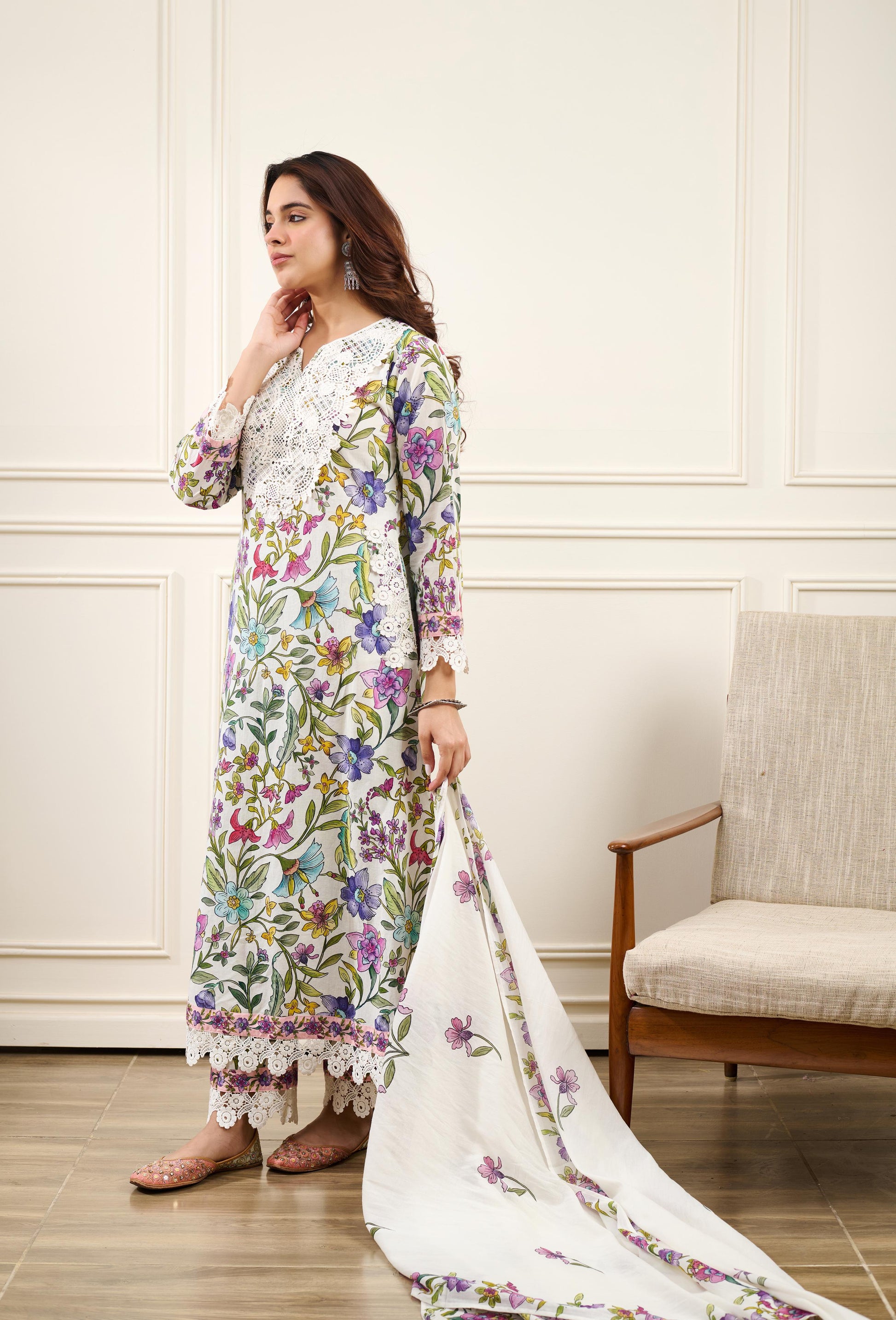 Gul-Bahaar A-Line KURTA WITH PALAZZO AND DUPATTA- SET OF 3