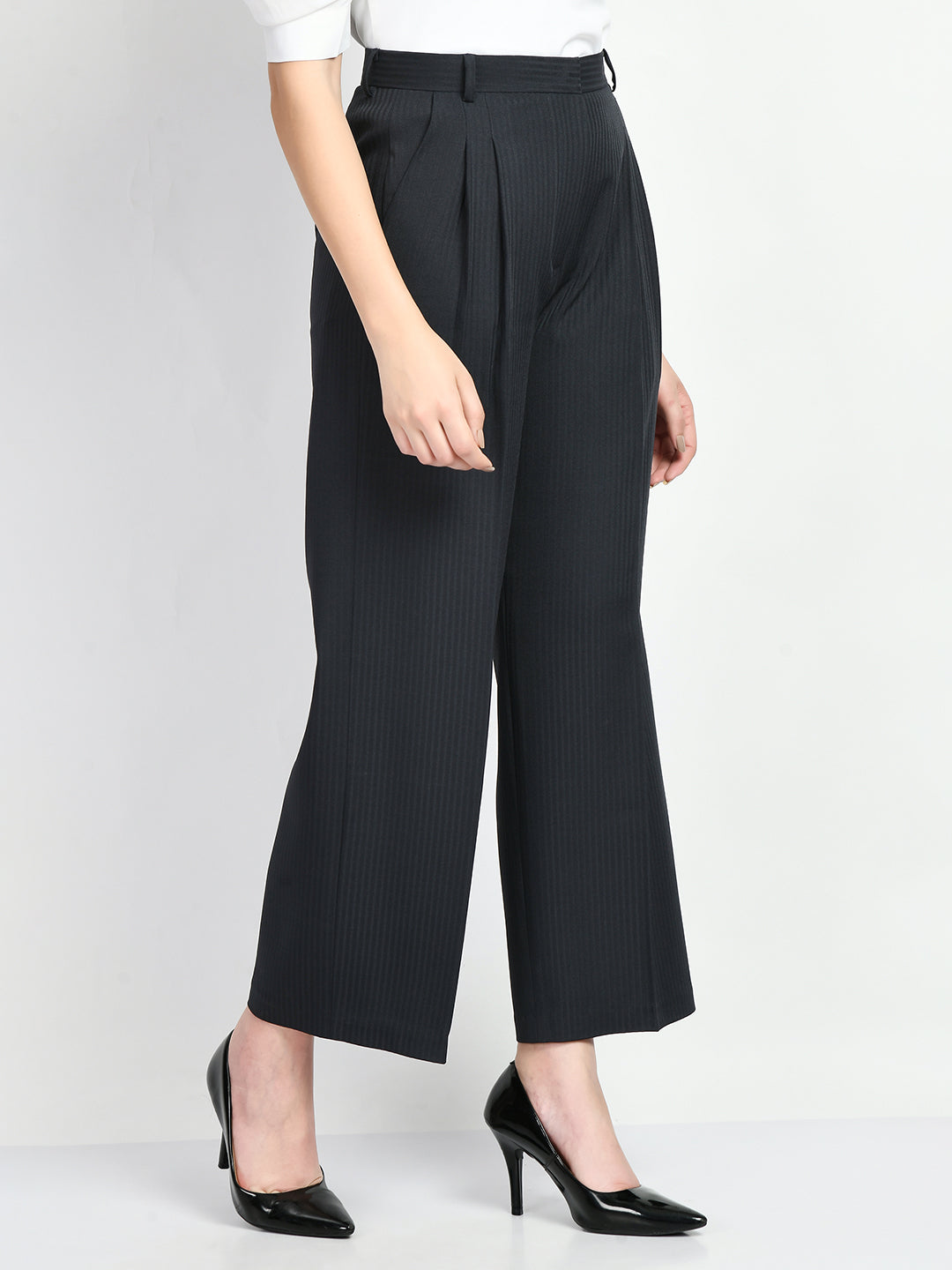 Exude Prowess Striped Wide Leg Trousers