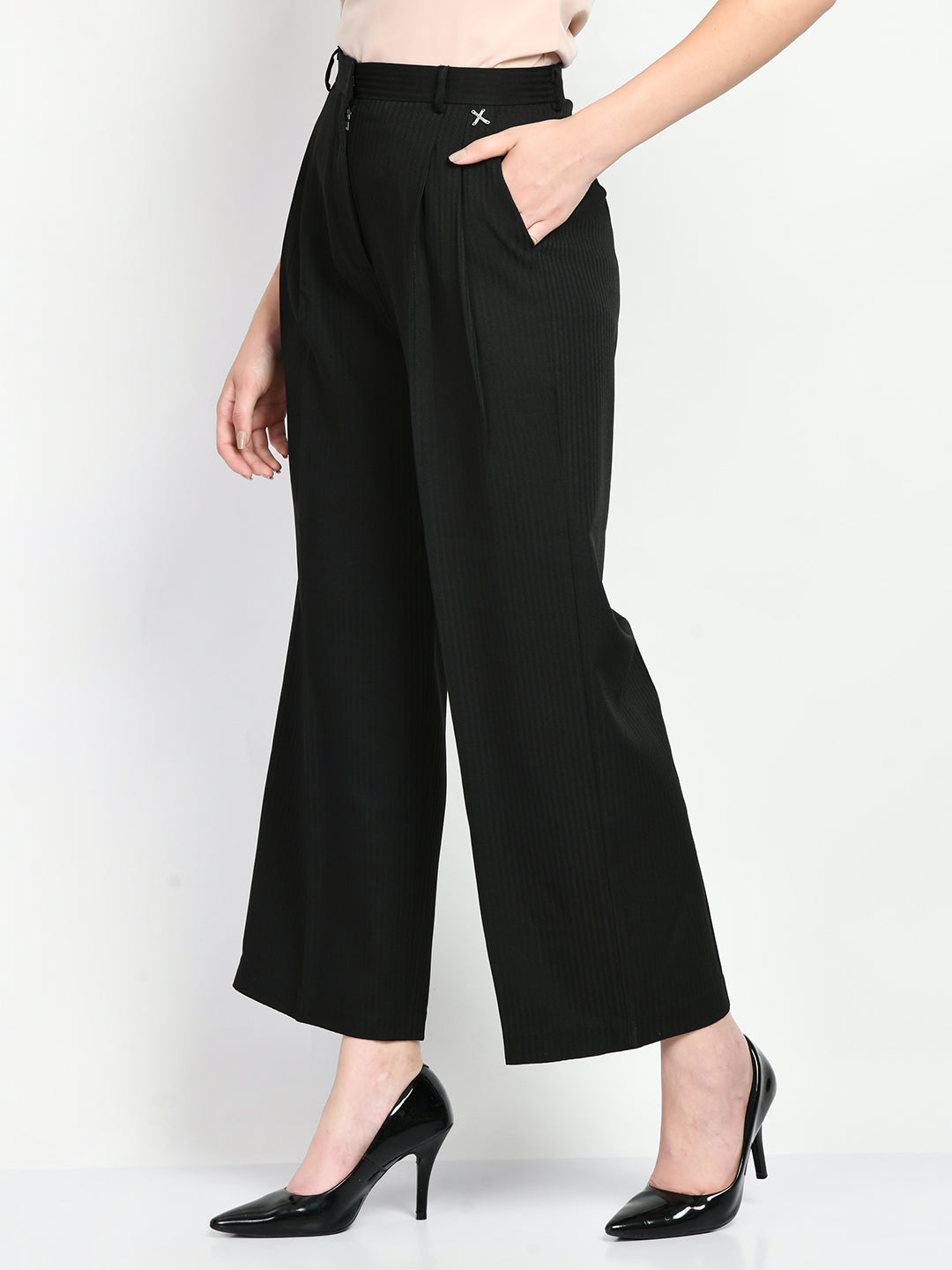 Exude Prowess Striped Wide Leg Trousers