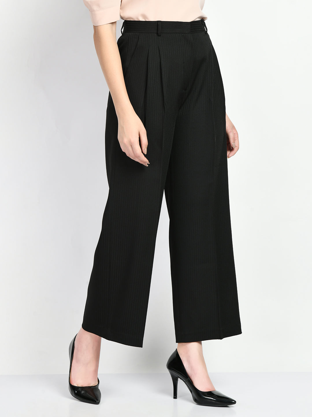 Exude Prowess Striped Wide Leg Trousers