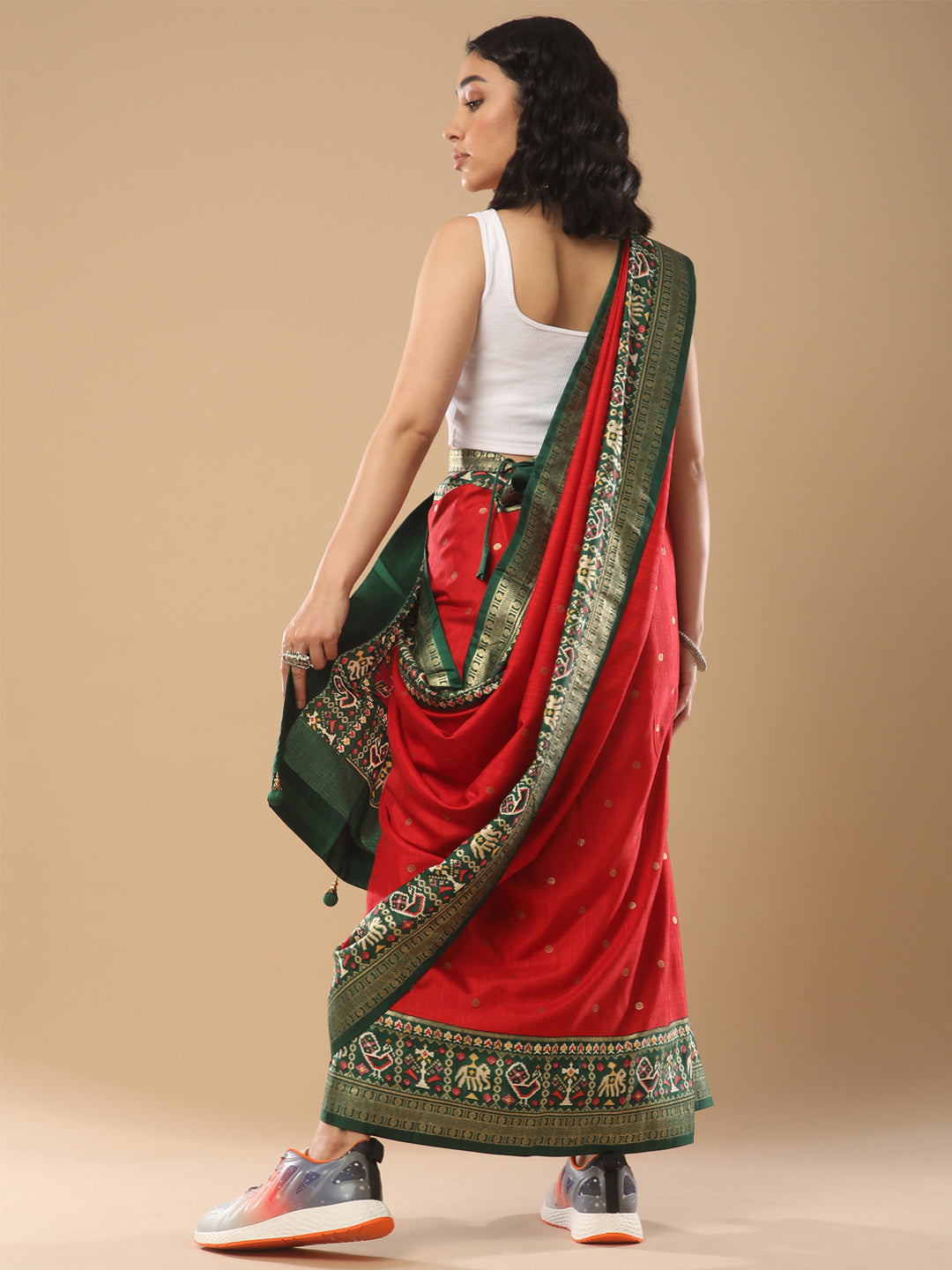 Silk Blend Red Woven Design Designer Saree With Blouse