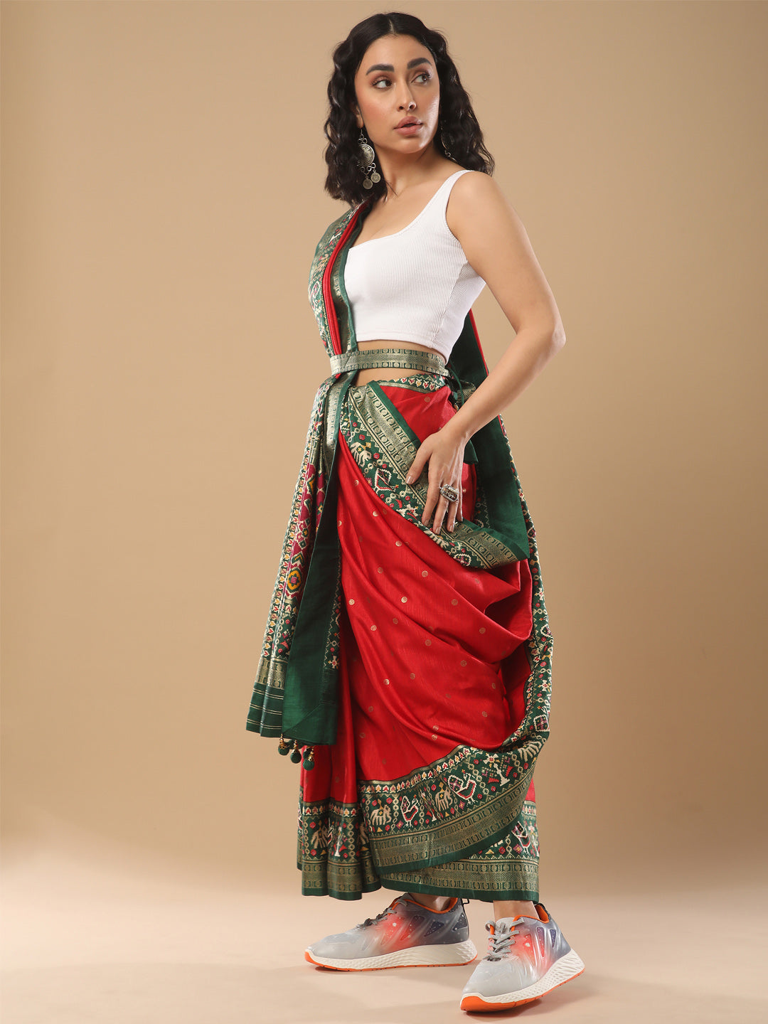 Silk Blend Red Woven Design Designer Saree With Blouse