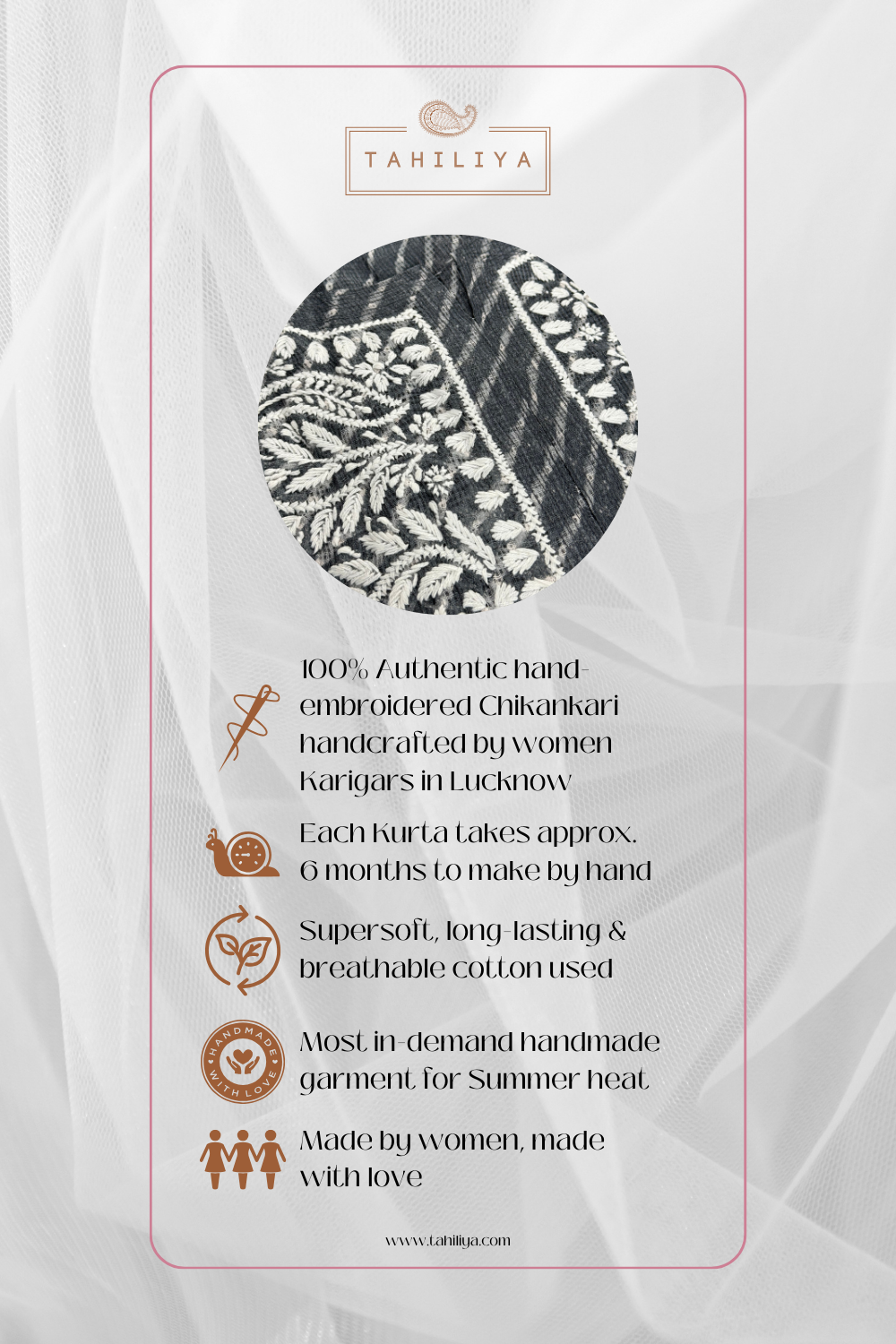 Pink Kota Doria Chikankari Kurta