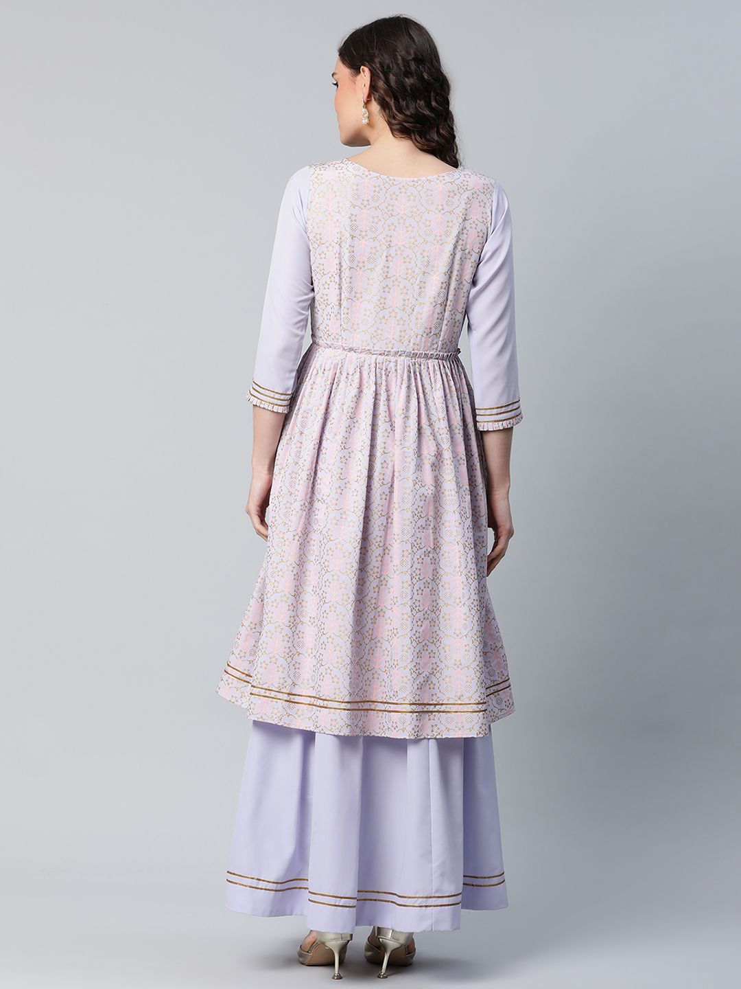 Lavender Crepe Floral Printed Dress