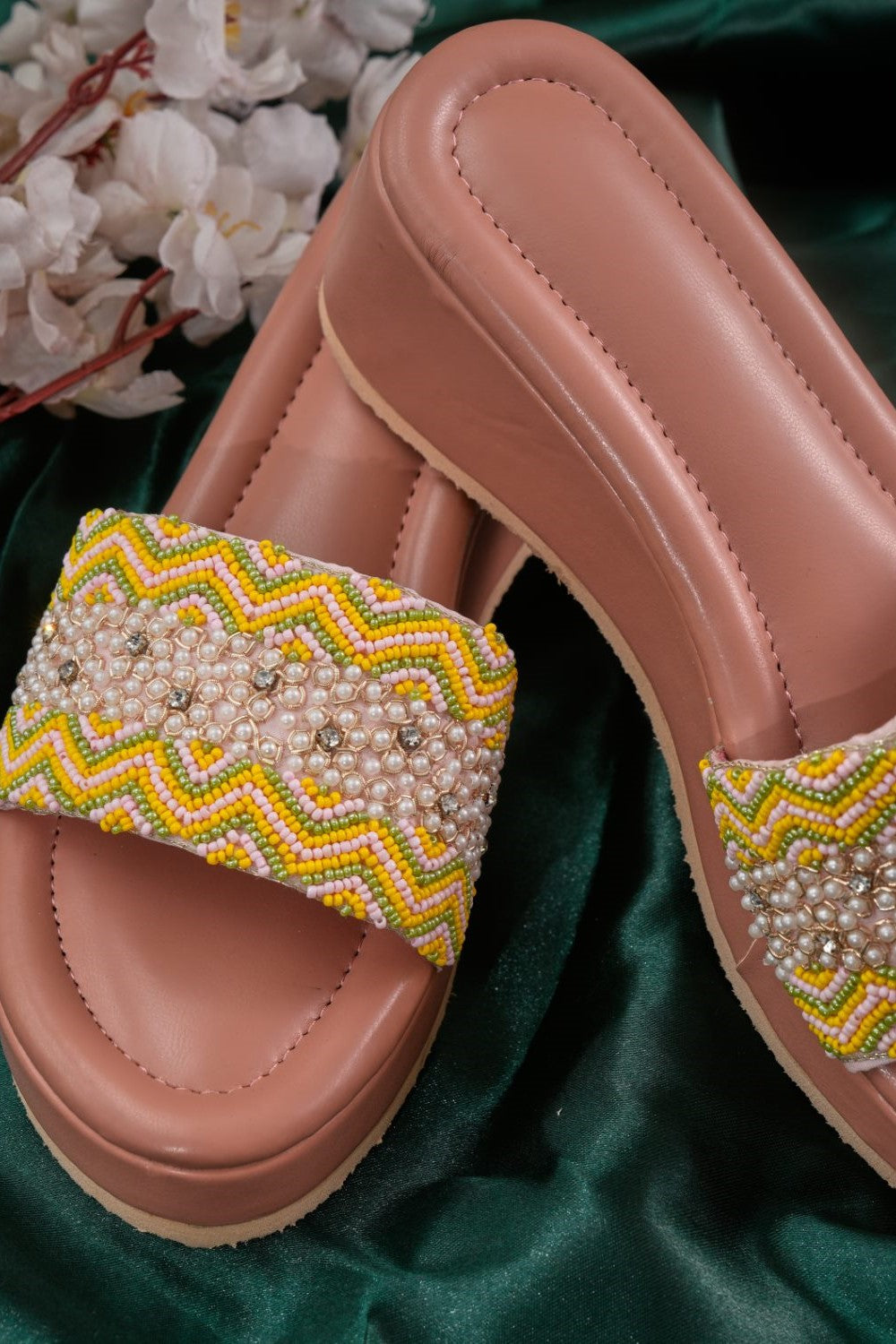 Yellow Pearls Heels