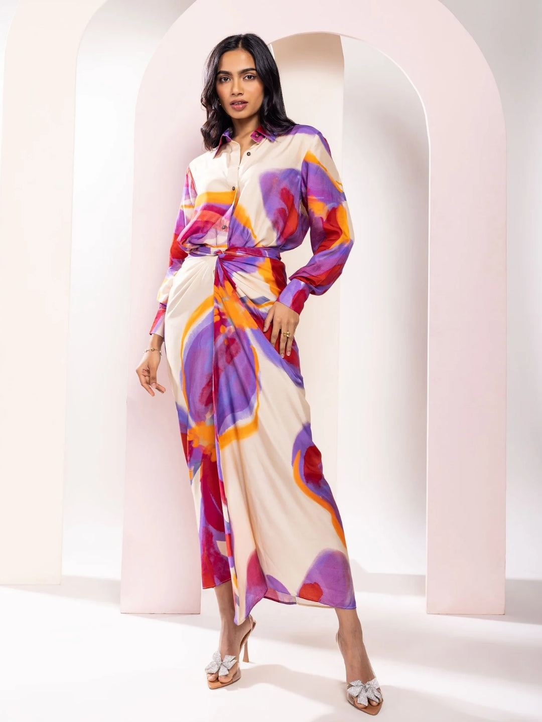Lavender Printed Wrap Skirt Set (Set of 2)
