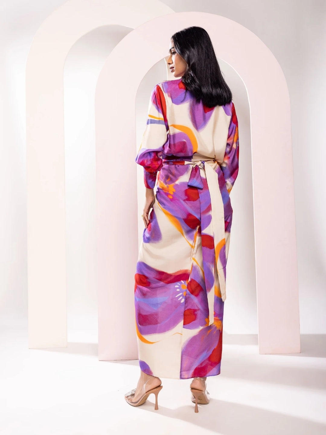 Lavender Printed Wrap Skirt Set (Set of 2)