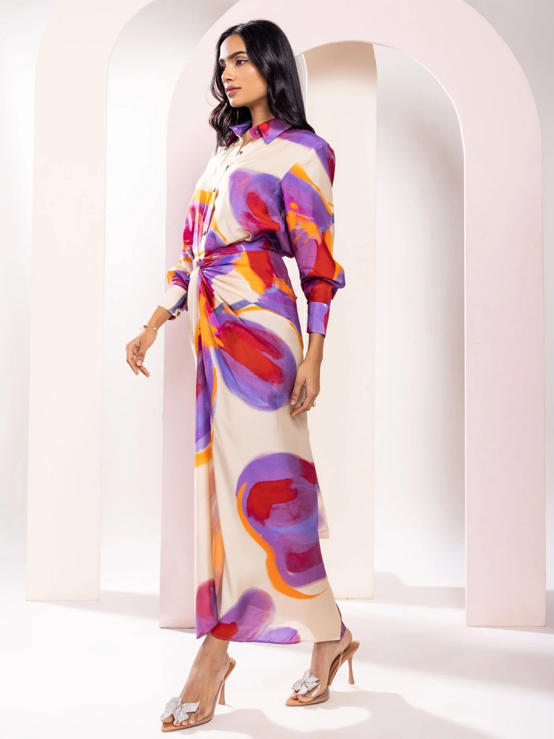 Lavender Printed Wrap Skirt Set (Set of 2)