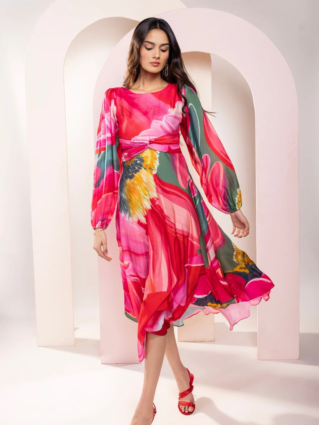 Caspia Printed Midi Dress