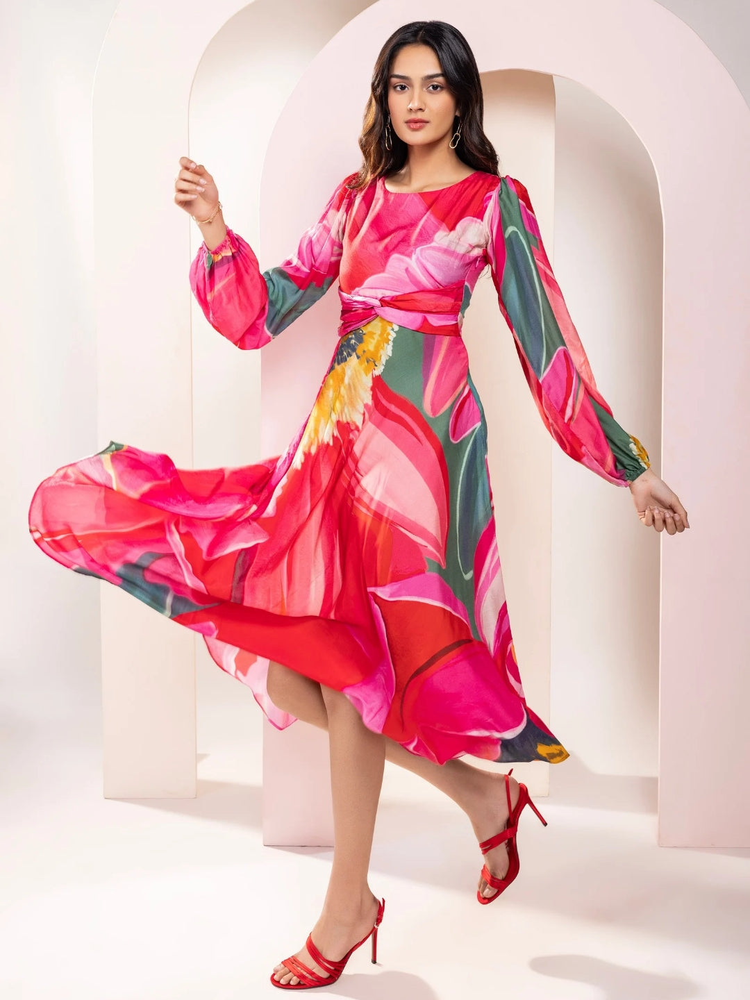 Caspia Printed Midi Dress