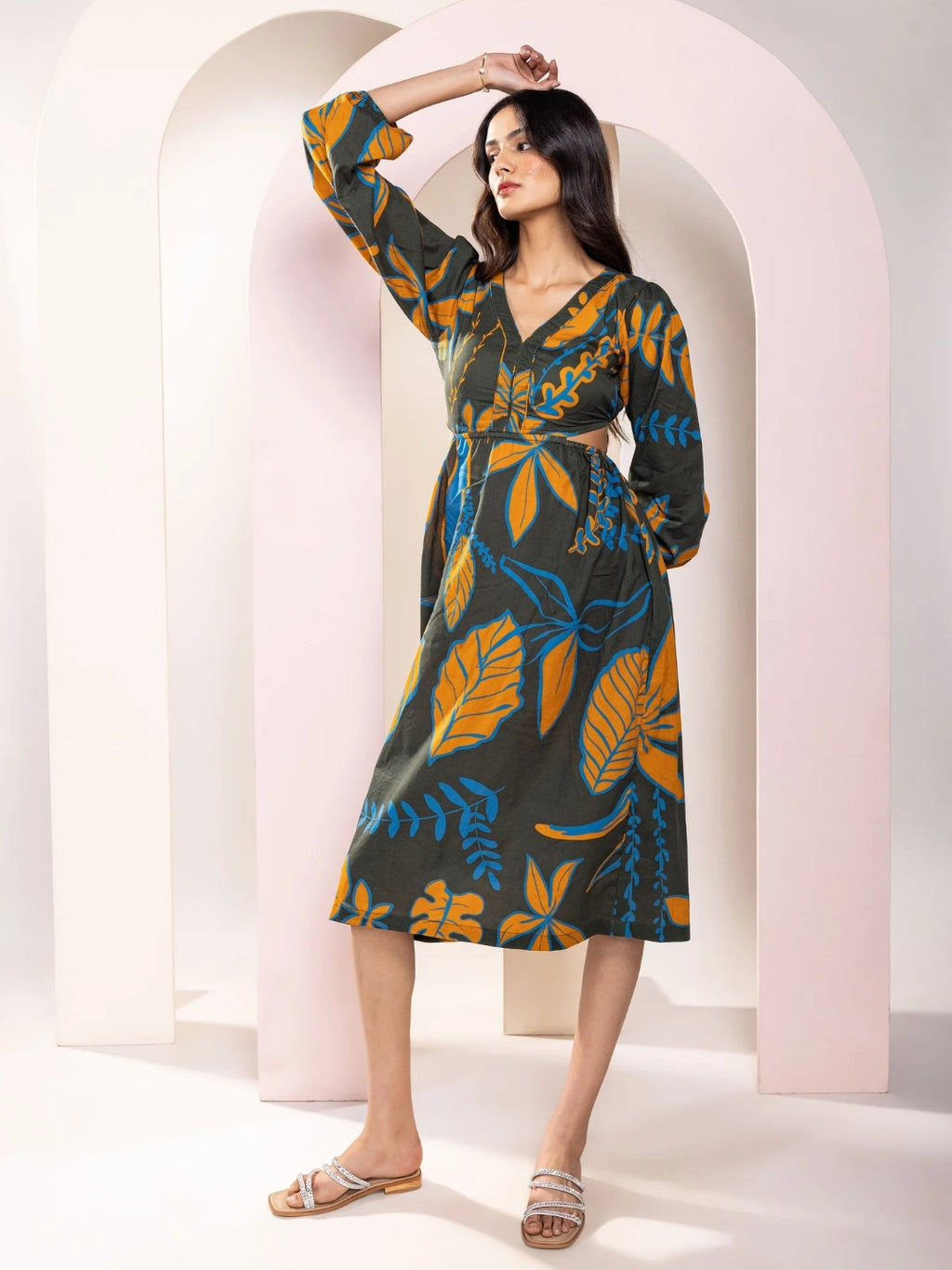 Rio Printed Cut-out Midi Dress- PI