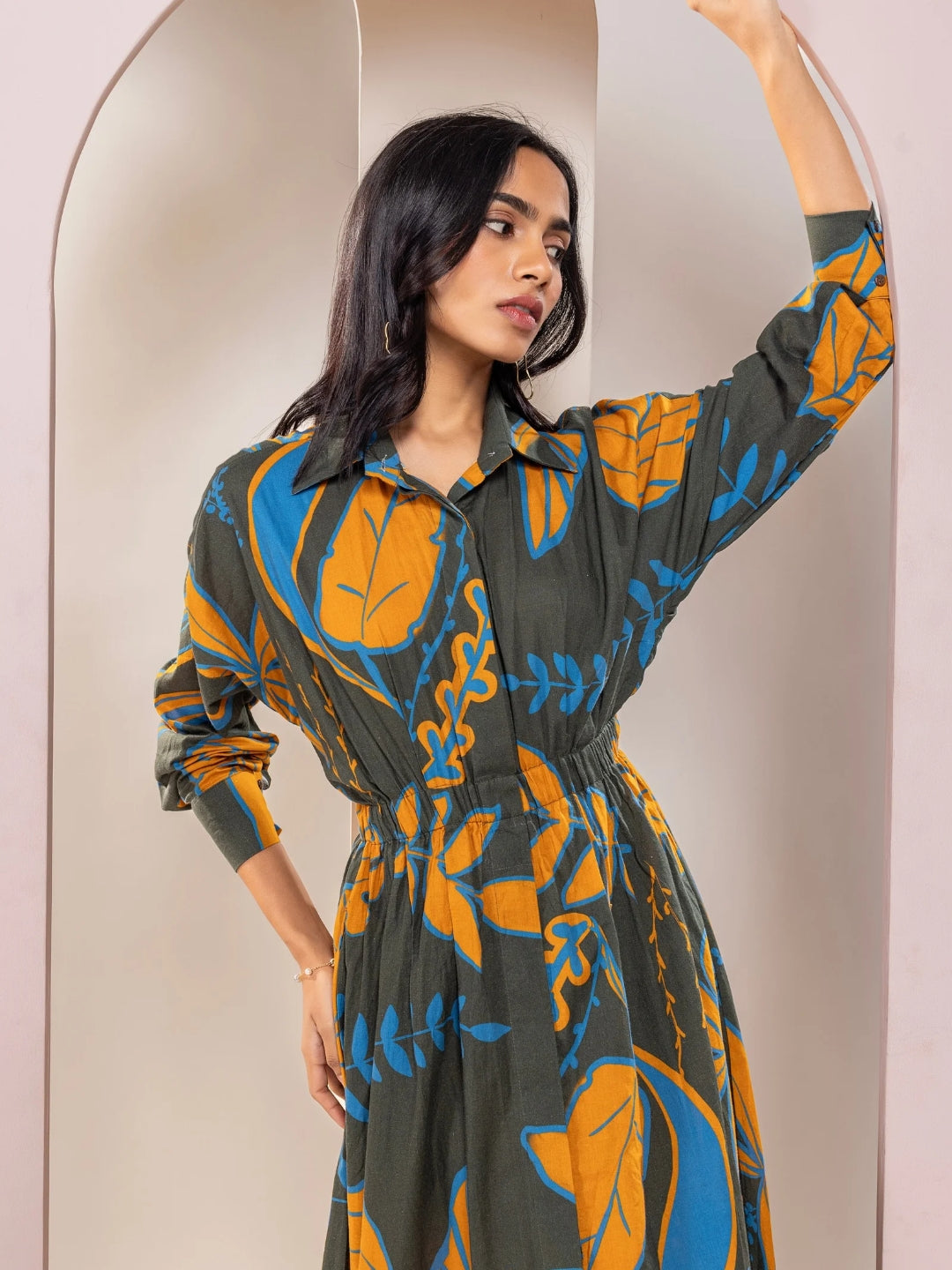 Rio Printed Maxi Shirt Dress
