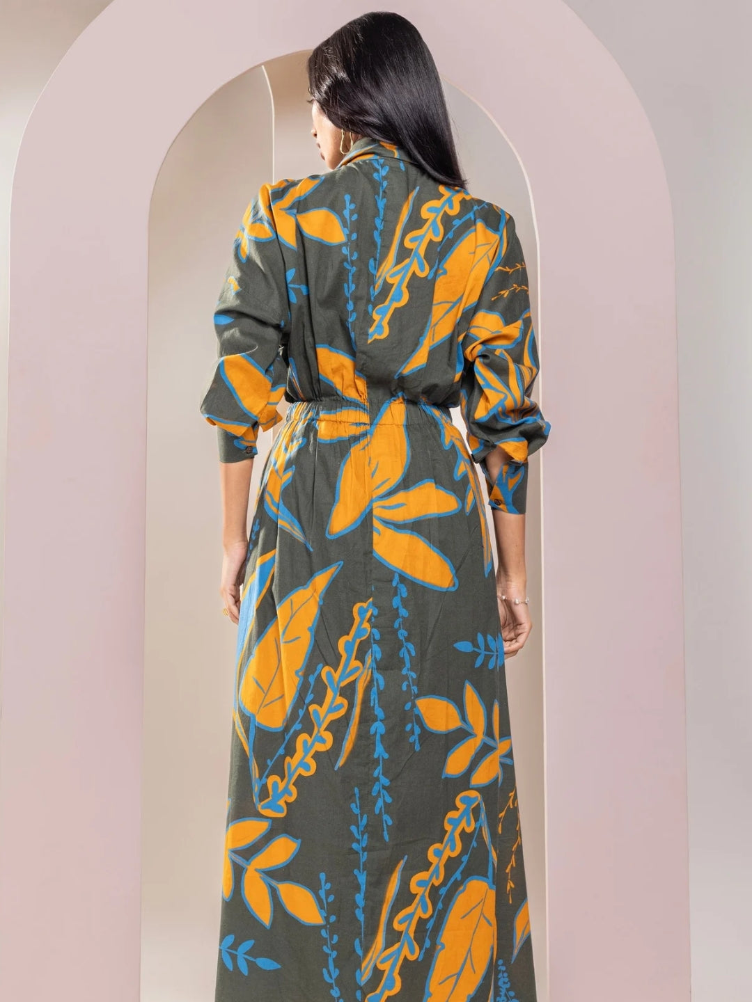 Rio Printed Maxi Shirt Dress