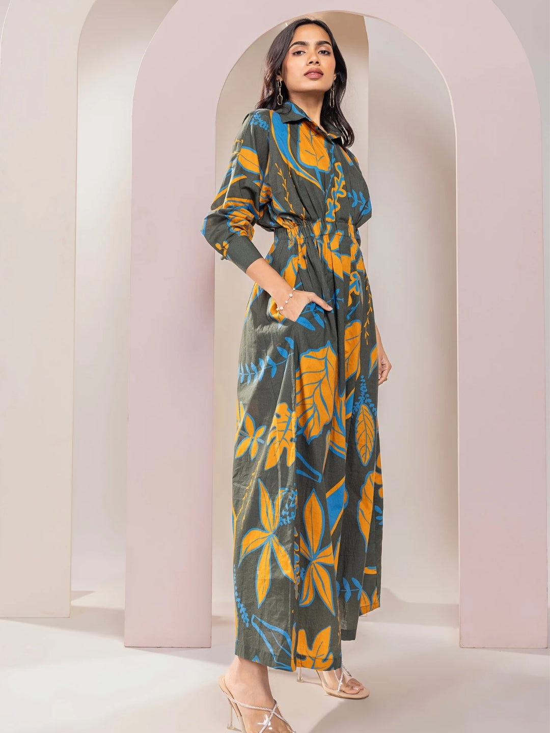 Rio Printed Maxi Shirt Dress