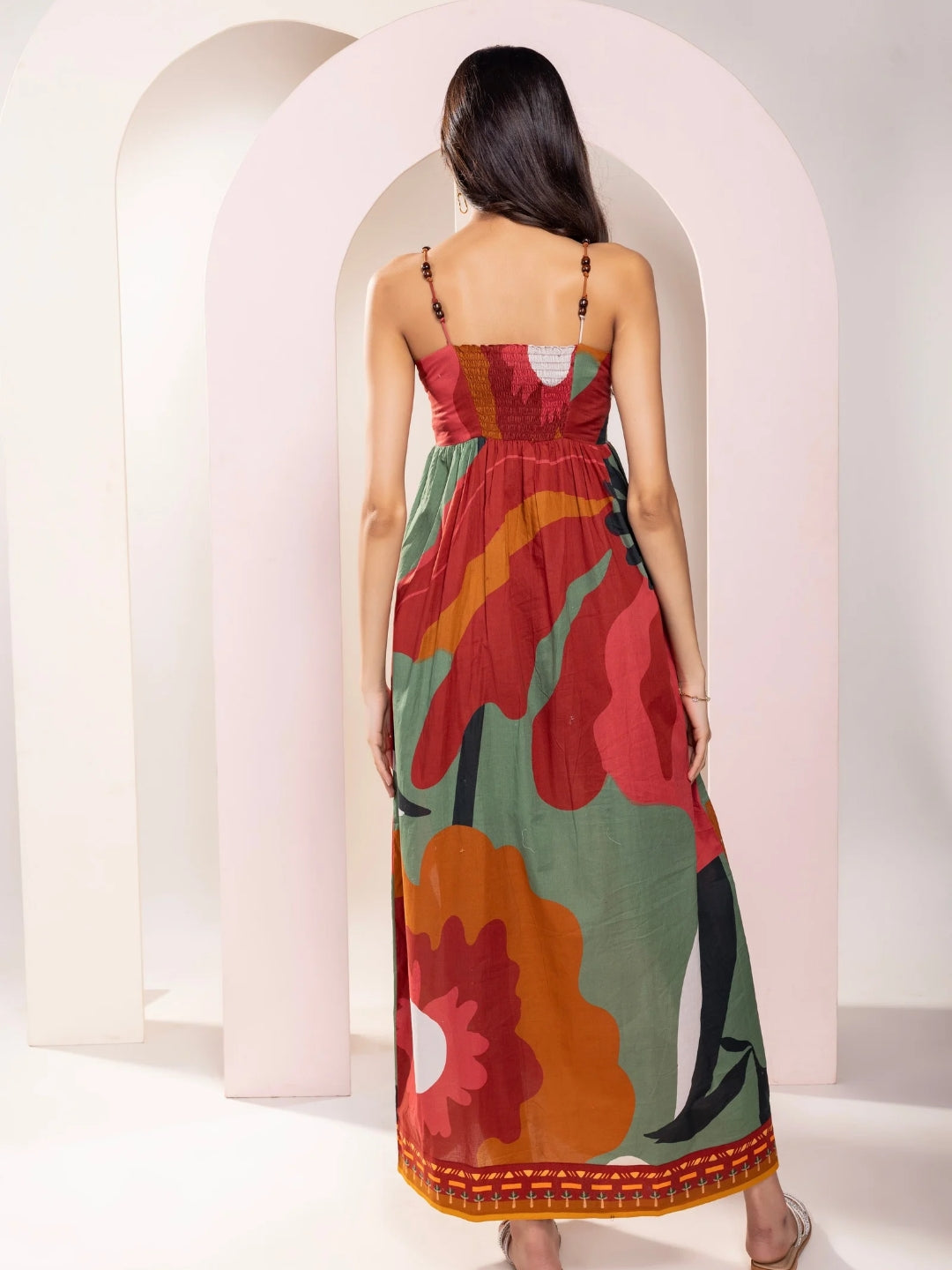 Autum Printed Strappy Maxi Dress