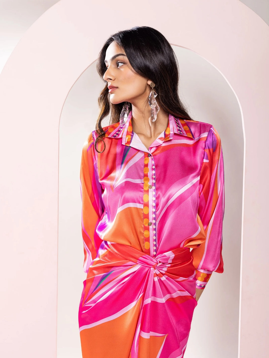 Vibranza Printed Wrap Skirt Set (Set of 2)