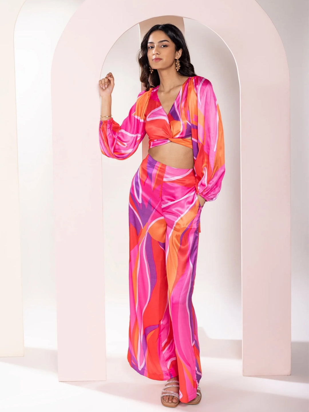 Vibranza Printed Crop Shirt Set (Set of 2)