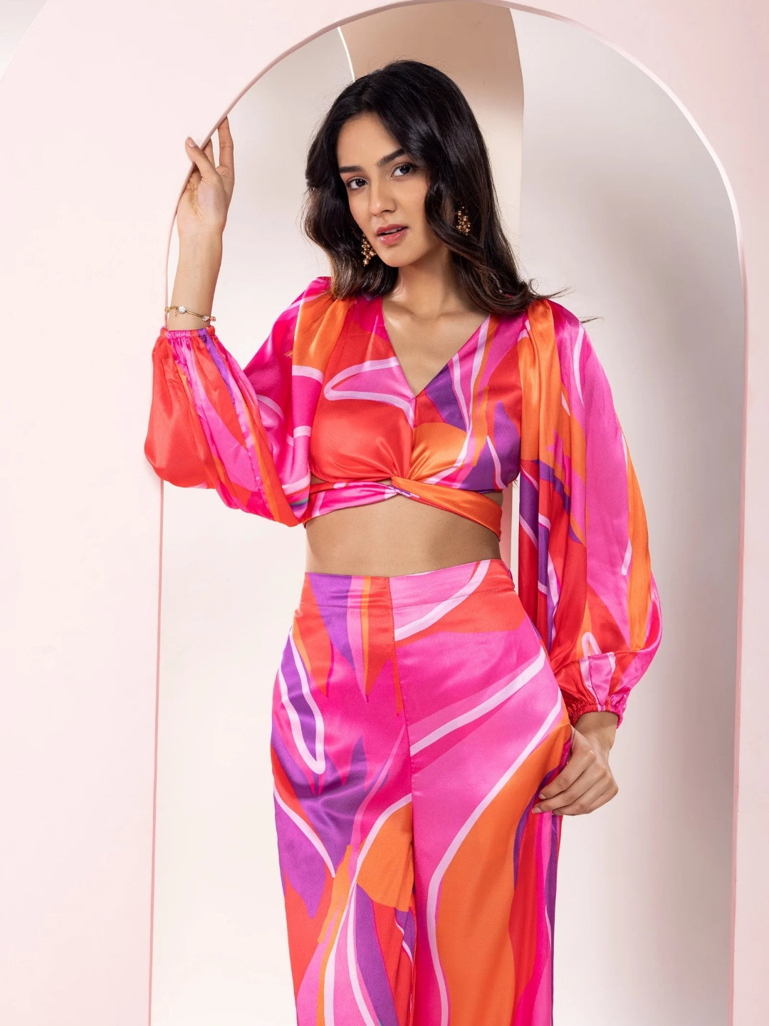 Vibranza Printed Crop Shirt Set (Set of 2)