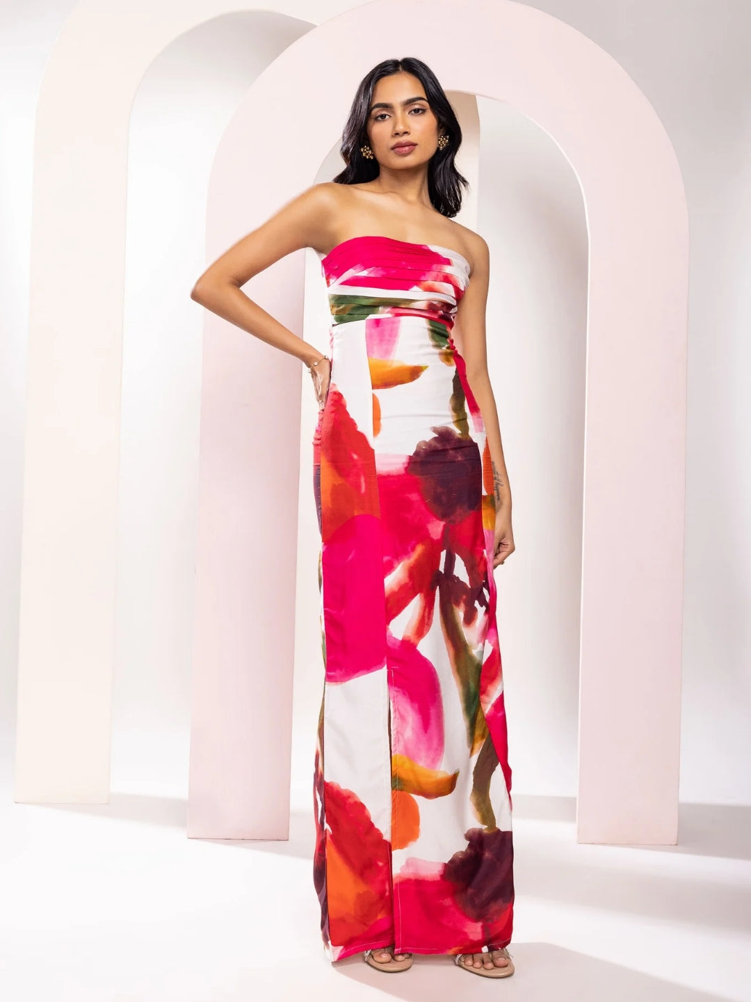 Zinnia Printed Strapless Maxi Dress