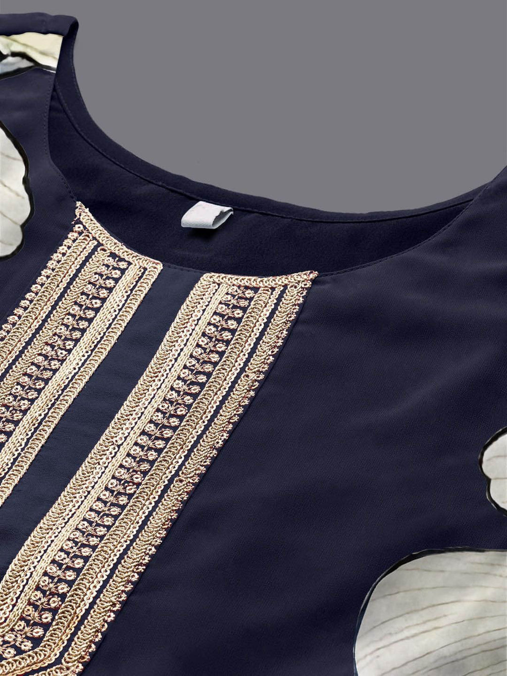 Women Floral Printed Sequinned Floral Georgette Kurta-AH