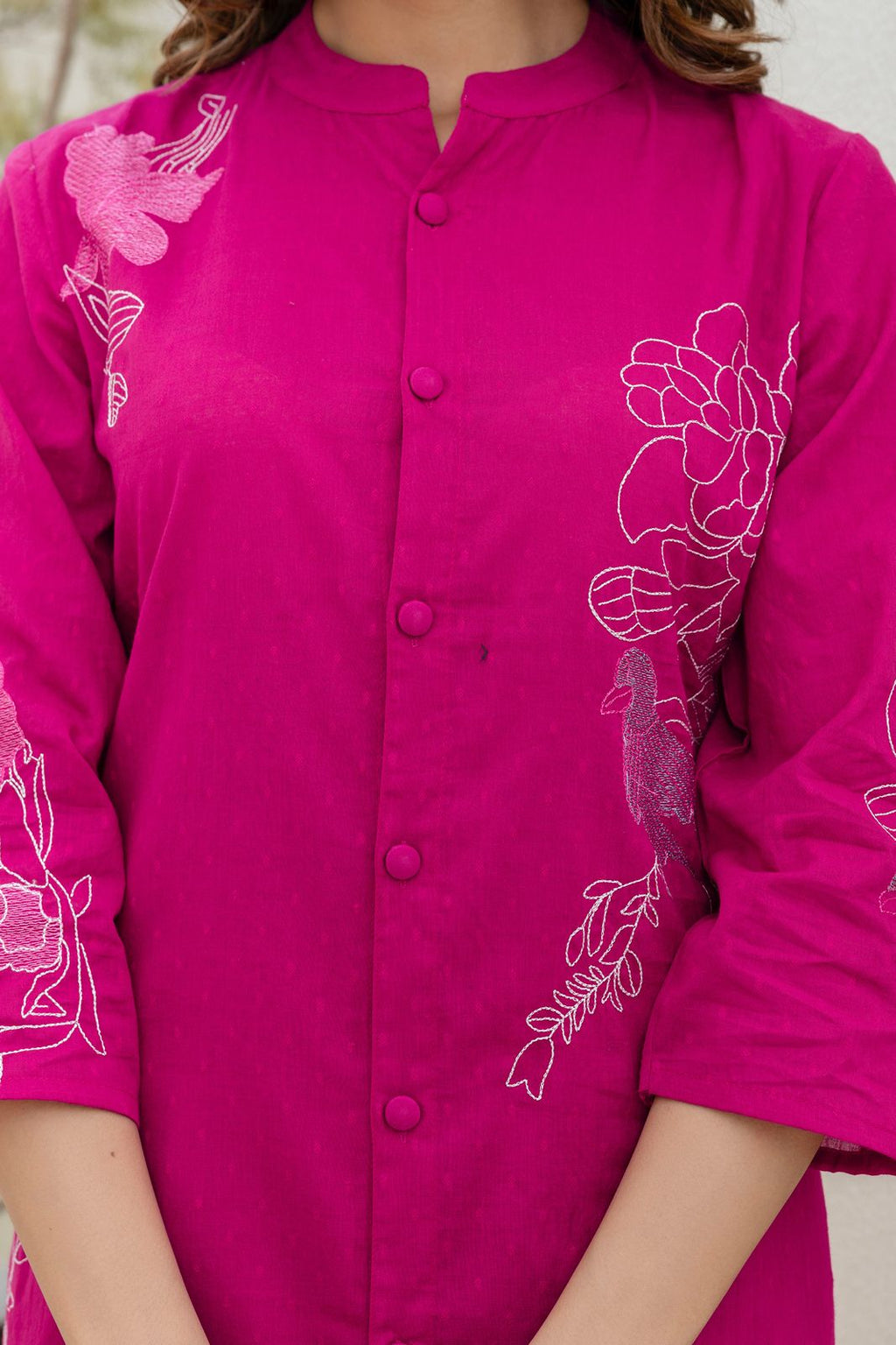 Mokabara Rosy embroidery cotton kurta pant set- AL