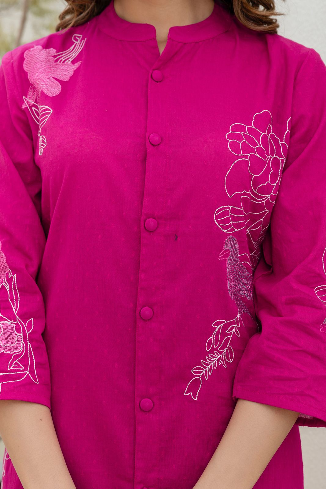 Mokabara Rosy embroidery cotton kurta pant set- AL