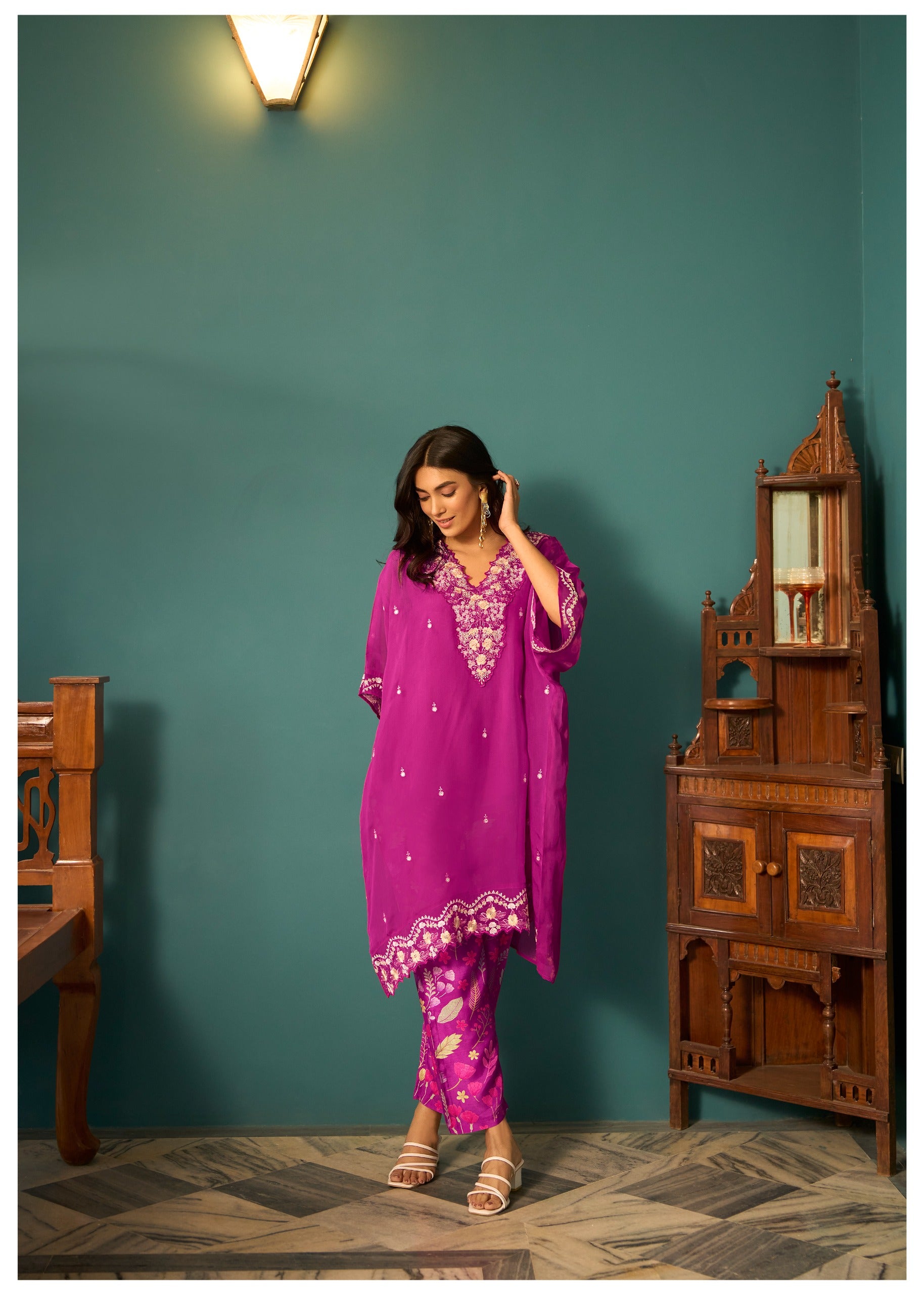 Aster Grape Premium fusion wear Co-ord set- AL